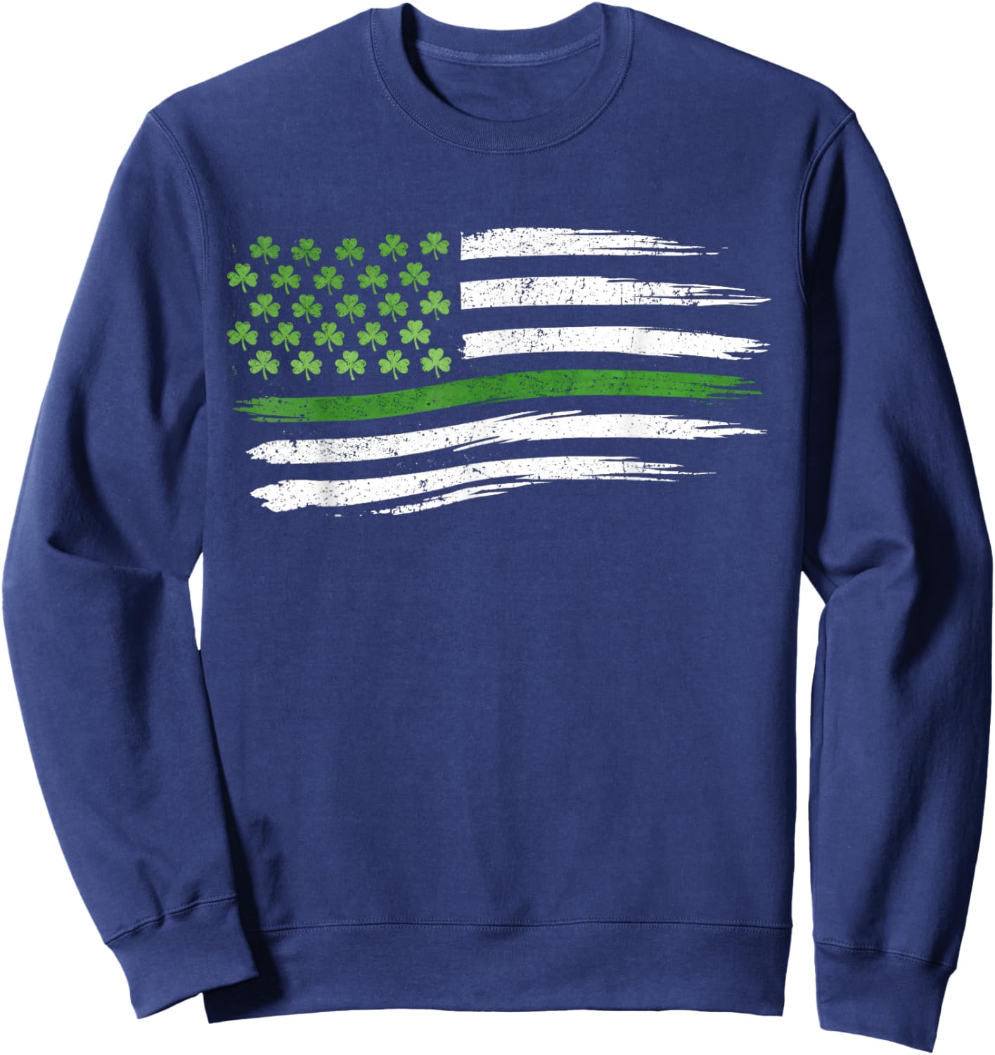 Patriotic Flag with Shamrocks 2026 St. Patrick's Day Sweatshirt - Sweatshirt | Navy