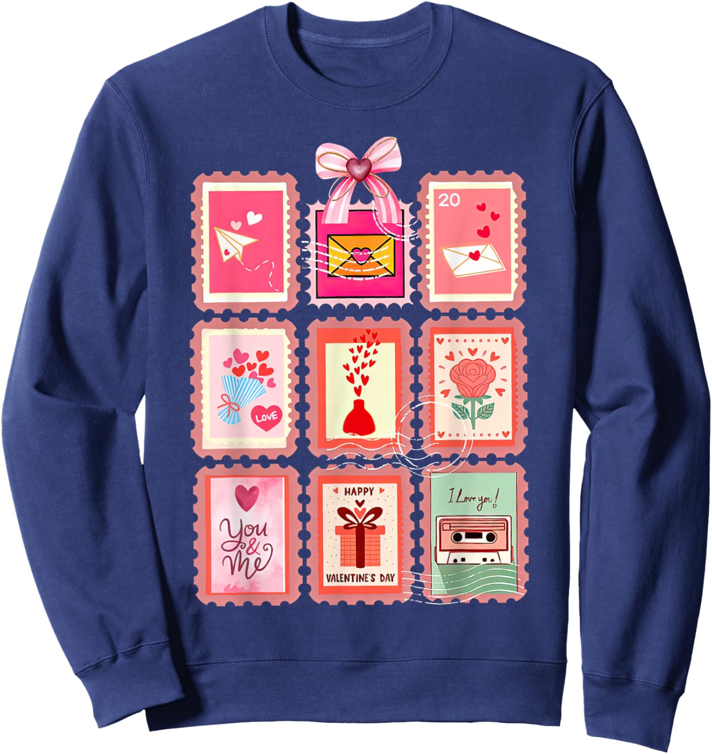 Valentines Stamp Postal Worker Postman Mail Carrier Delivery Sweatshirt - Sweatshirt | Navy