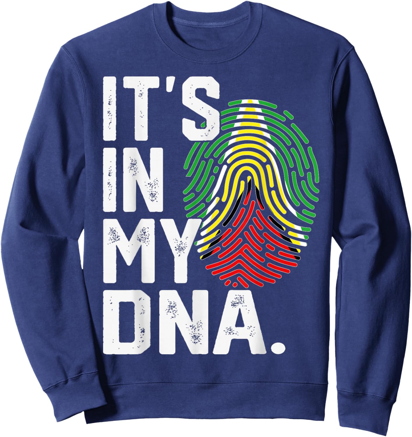 Guyana Roots Flag Fingerprint Graphic Patriotic Sweatshirt - Sweatshirt | Navy