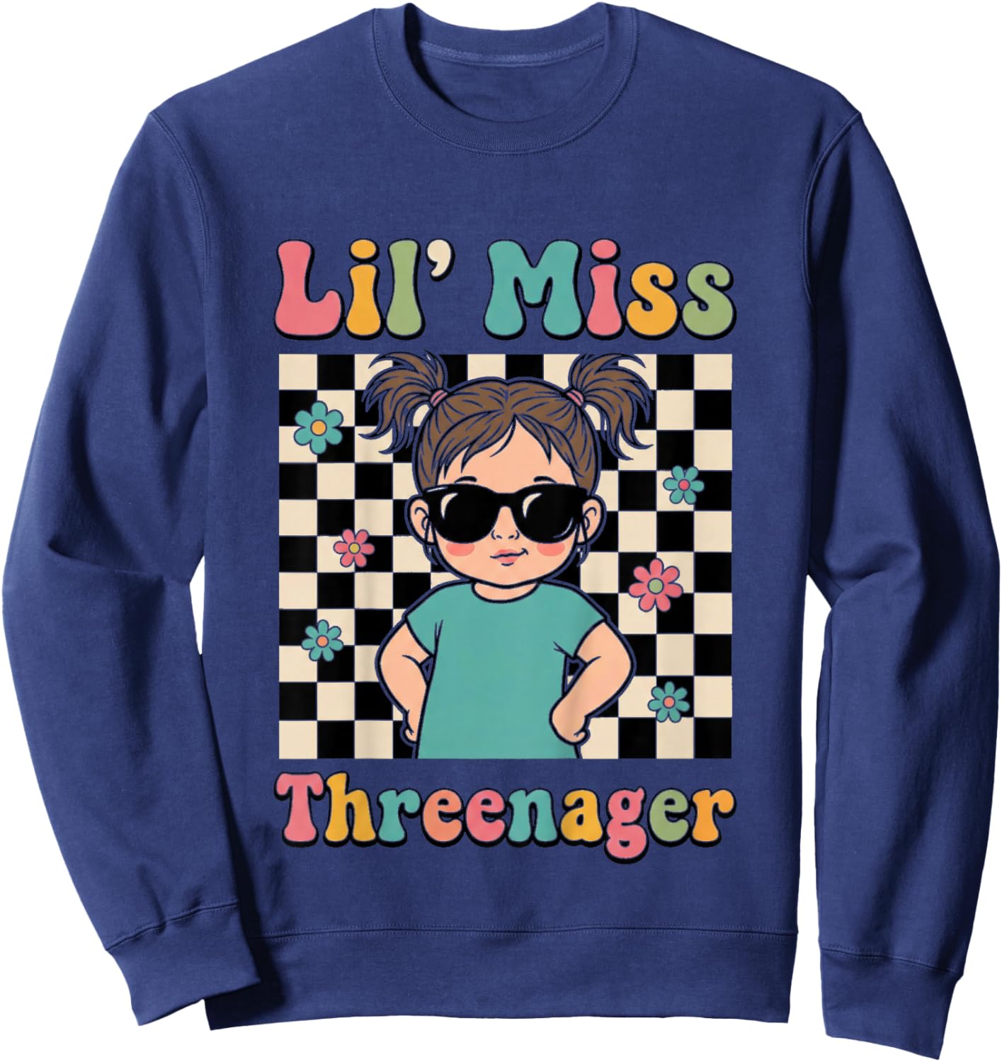 3rd Birthday Girl Sassy Toddler Lil Miss Threenager Sweatshirt - Sweatshirt | Navy