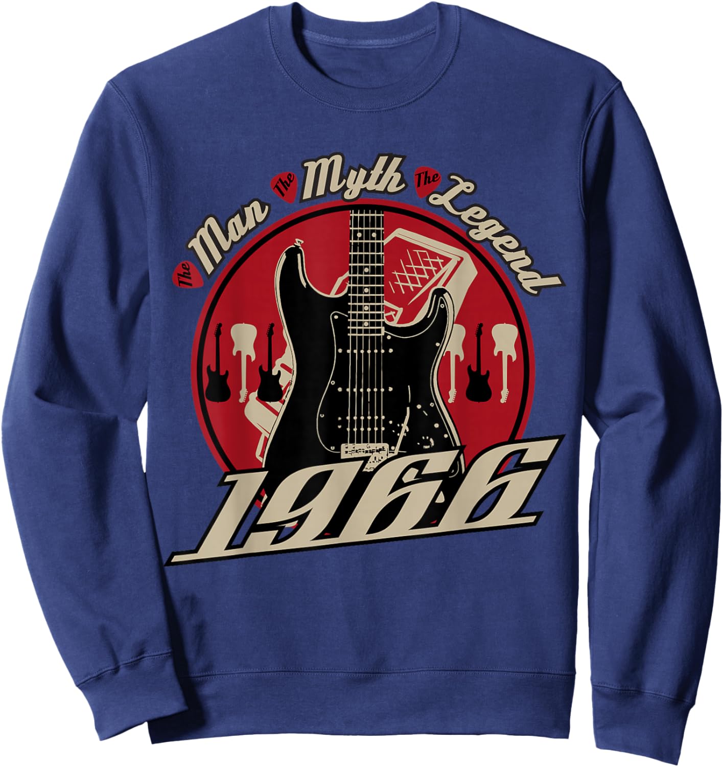 60th Birthday Gift Guitar Players Born in 1966 Sweatshirt - Sweatshirt | Navy
