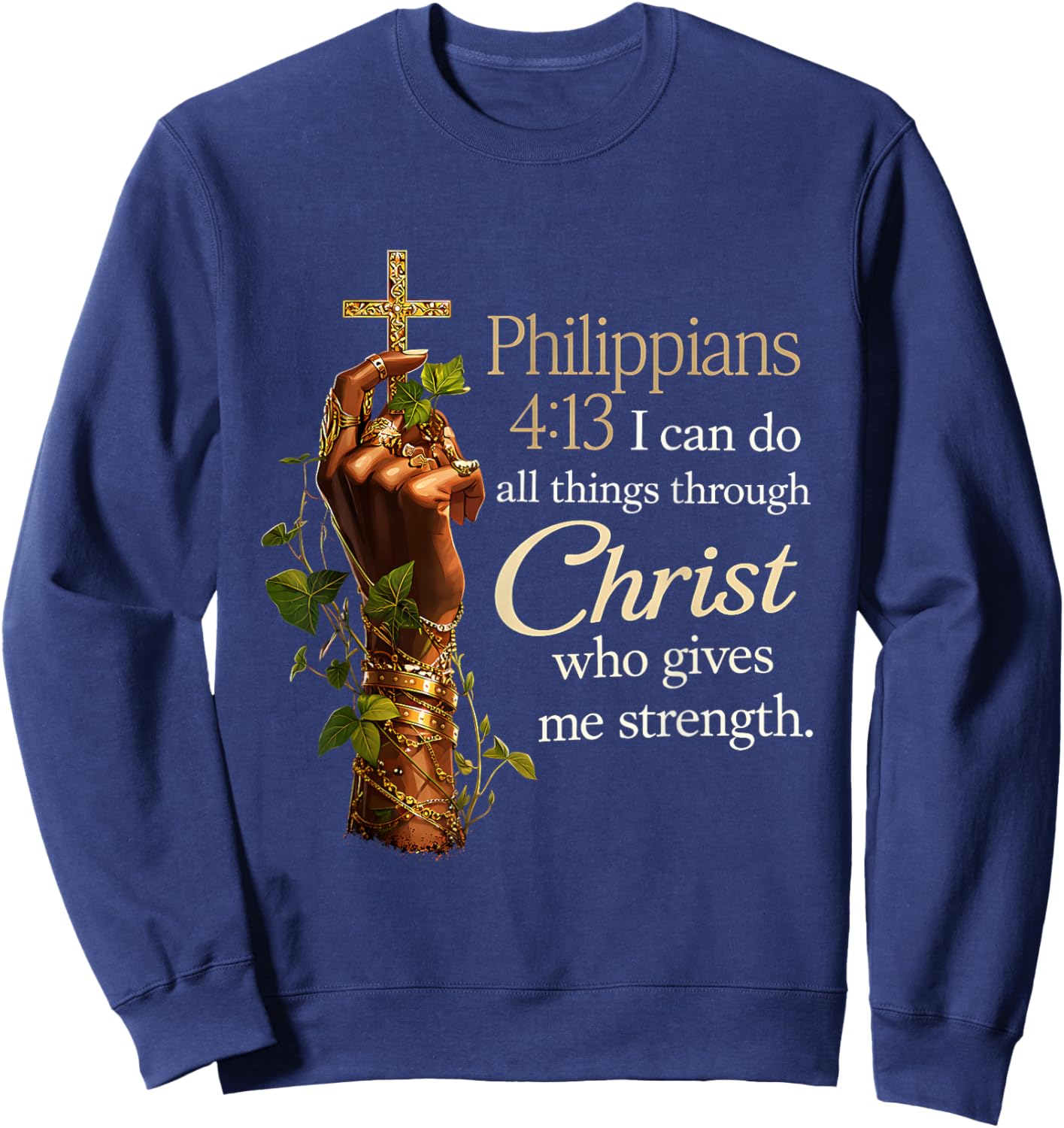 African American Black Women Christian Afro Faith God Sweatshirt - Sweatshirt | Navy