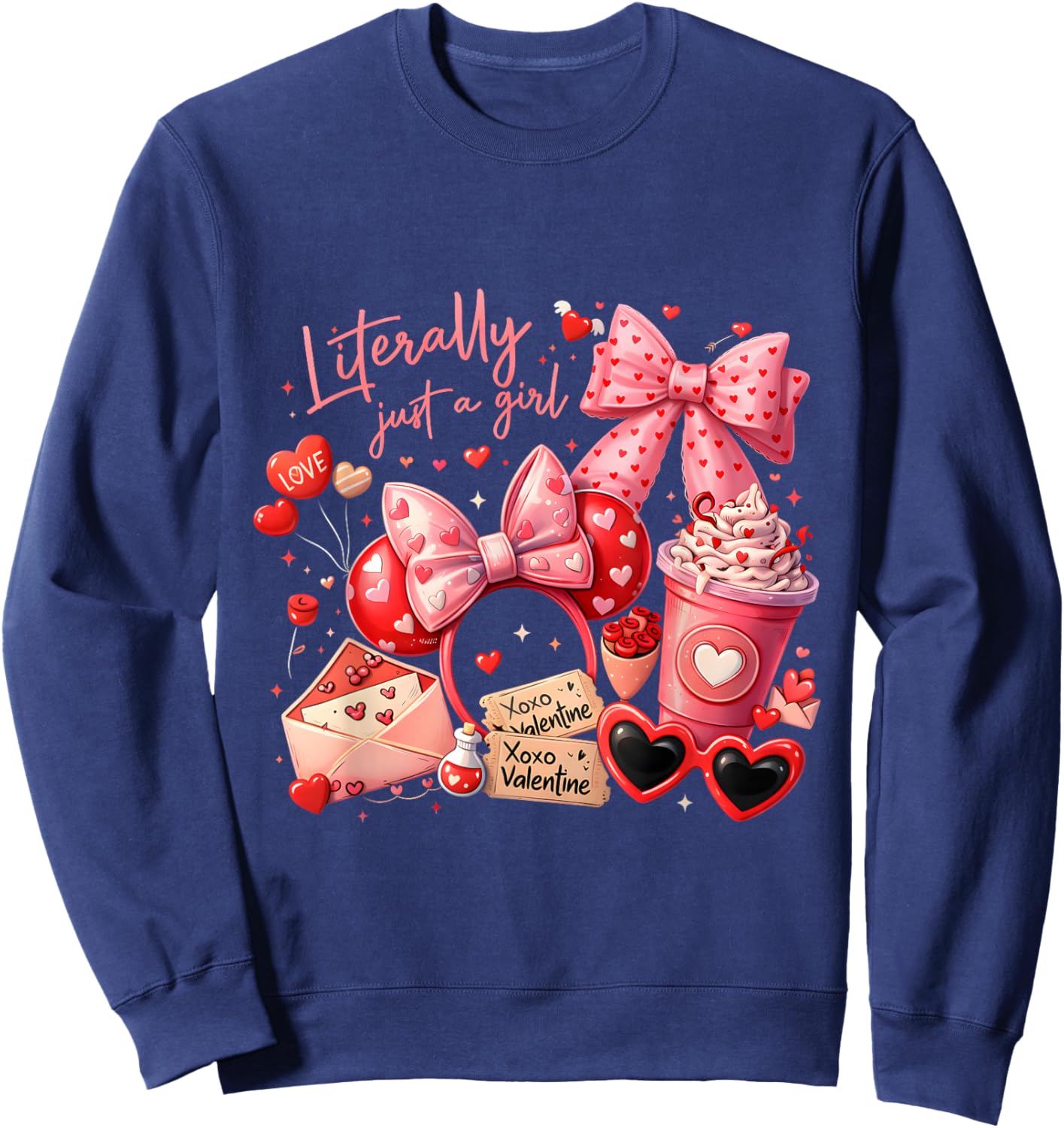 Literally Just a Girl Cute Valentine Aesthetic Gift Sweatshirt - Sweatshirt | Navy