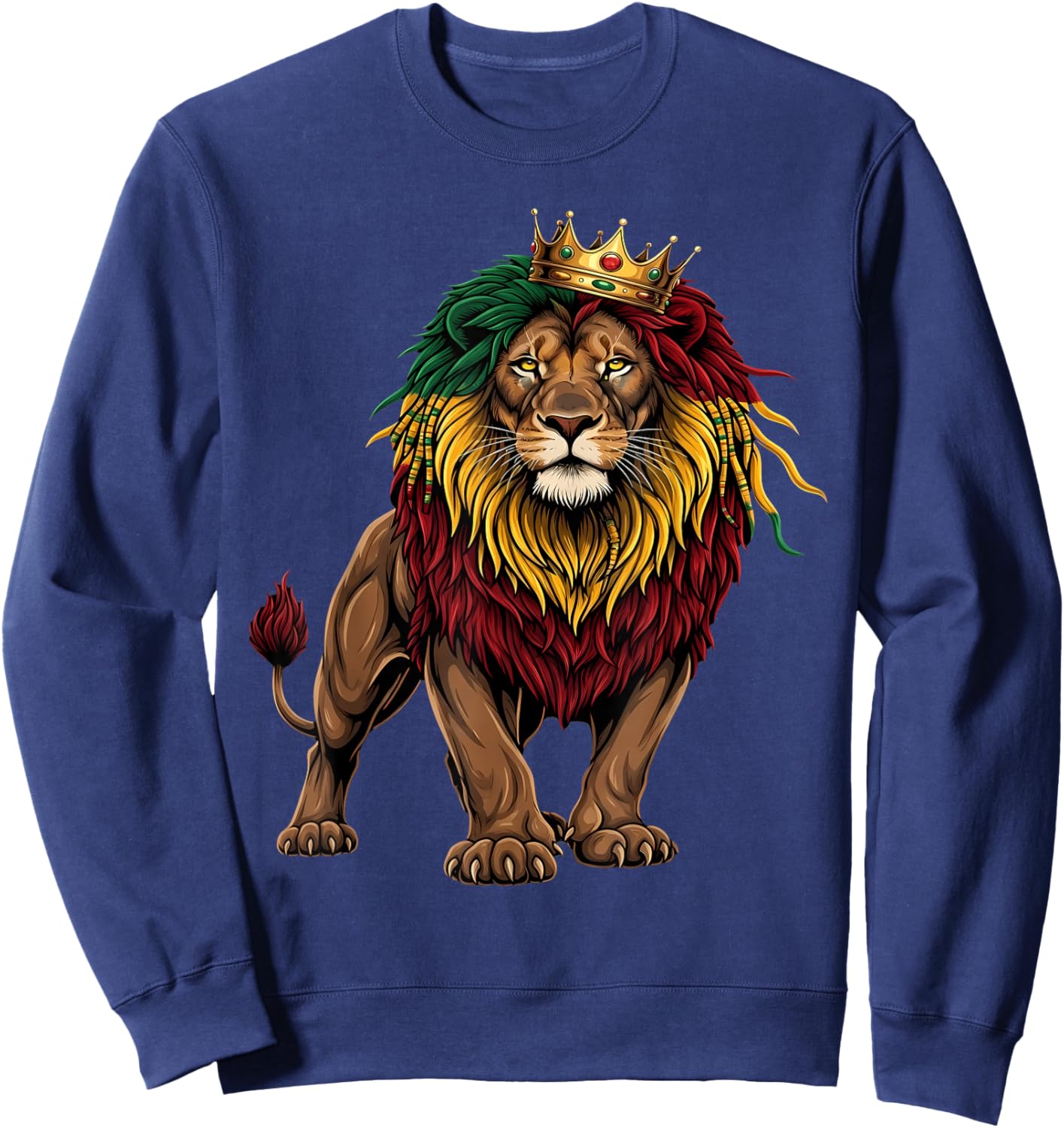 Rasta Reggae Lion of Judah Headphones Jamaican Reggae Music Sweatshirt - Sweatshirt | Navy