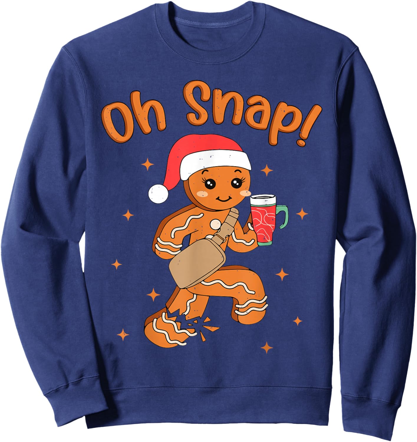Oh Snap Gingerbread Man Boys Girls Kids Christmas Sweatshirt - Sweatshirt | Navy