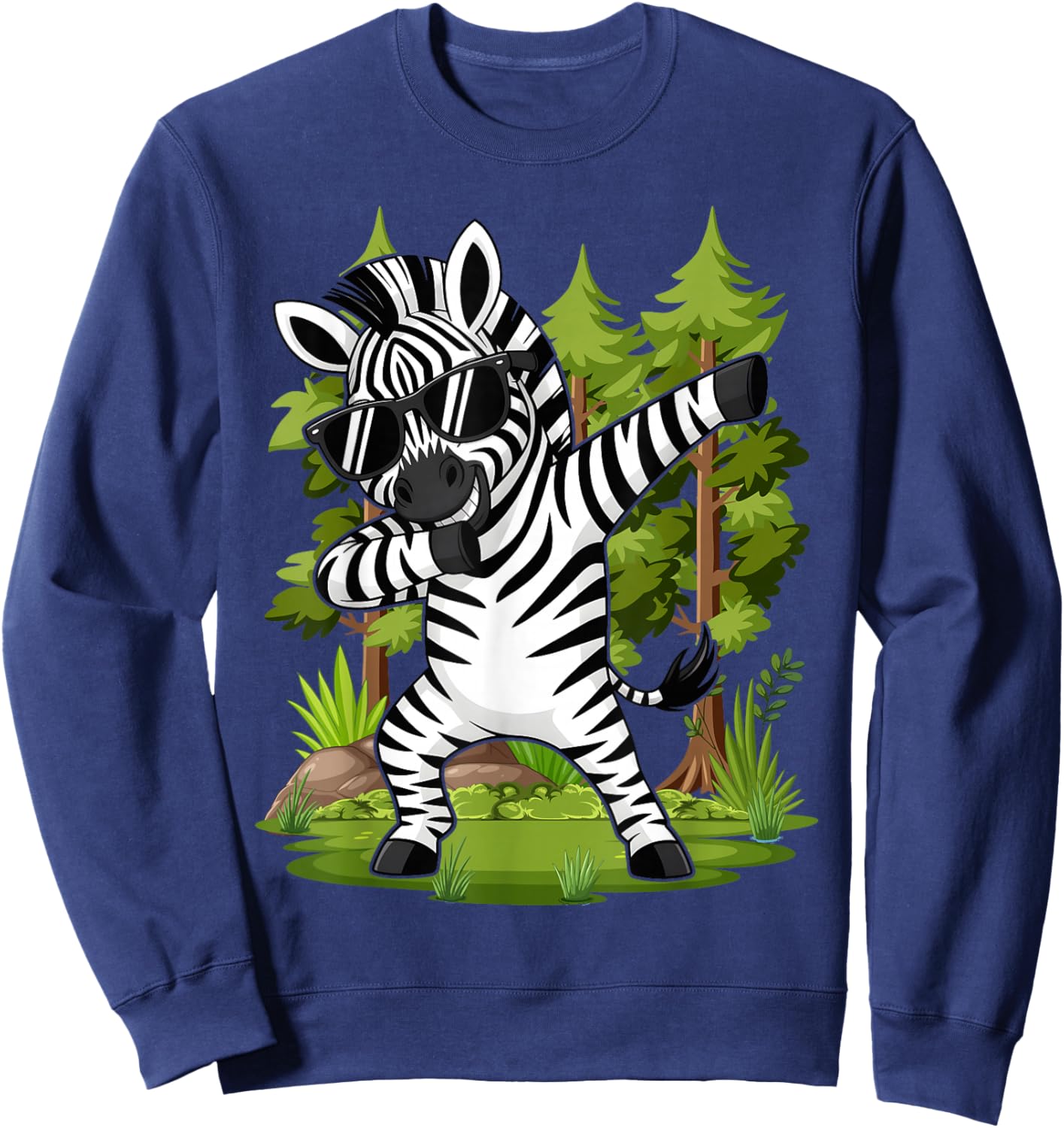 Cute Dabbing Zebra Clothes Kids Toddler Boys Animal Print Sweatshirt - Sweatshirt | Navy