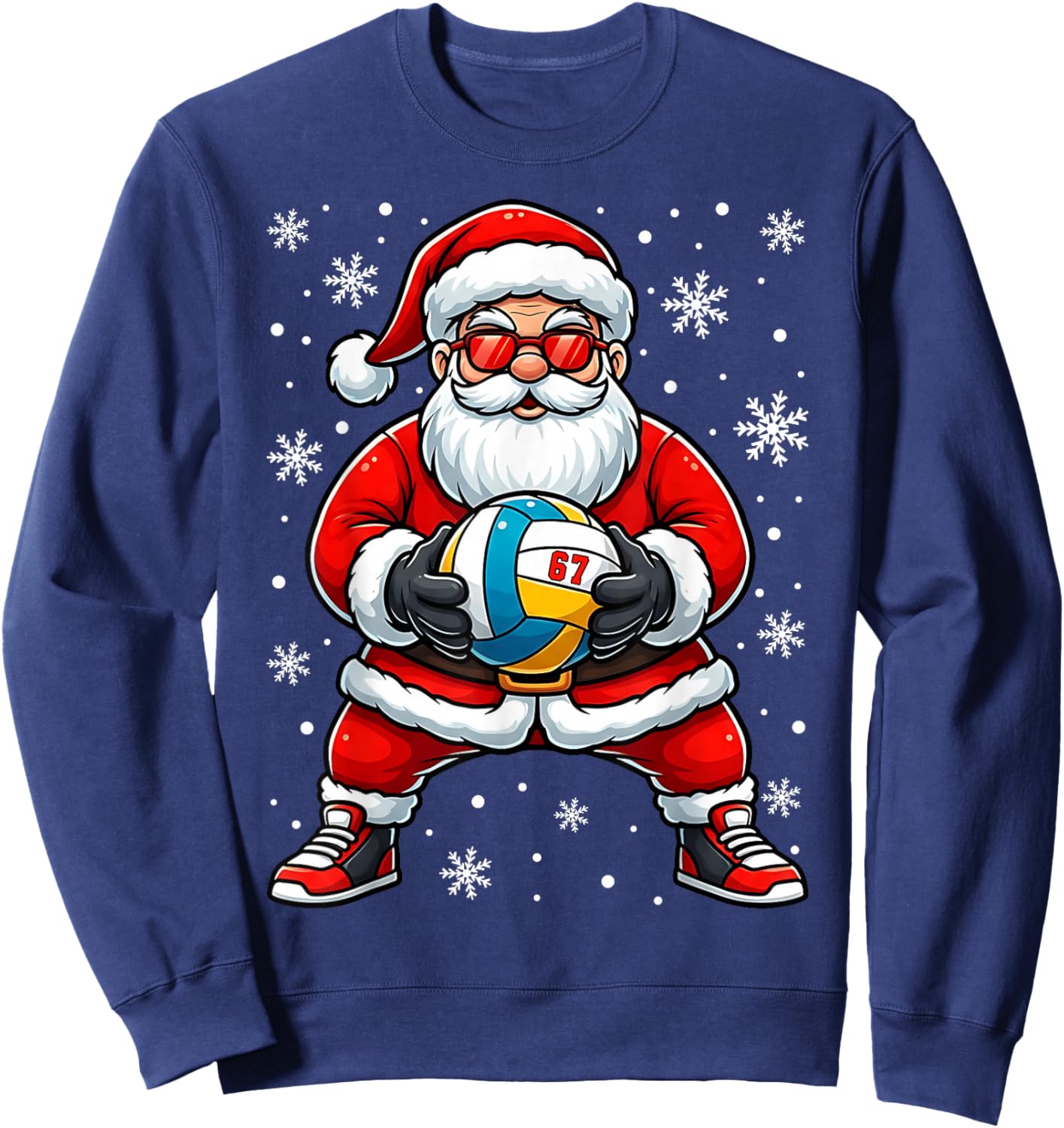Funny Christmas Volleyball Cool Santa Claus 6 7 Meme Teens Sweatshirt - Sweatshirt | Navy