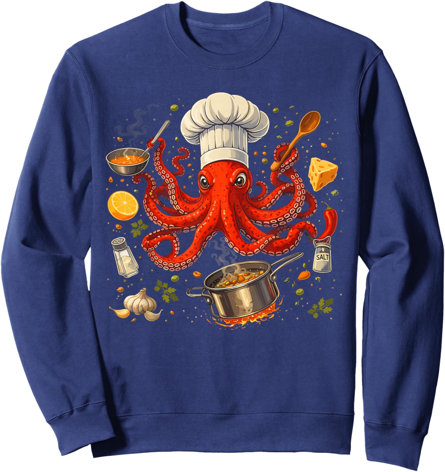 Chef Octopus Funny Cooking Sous Chef Cook Sweatshirt - Sweatshirt | Navy