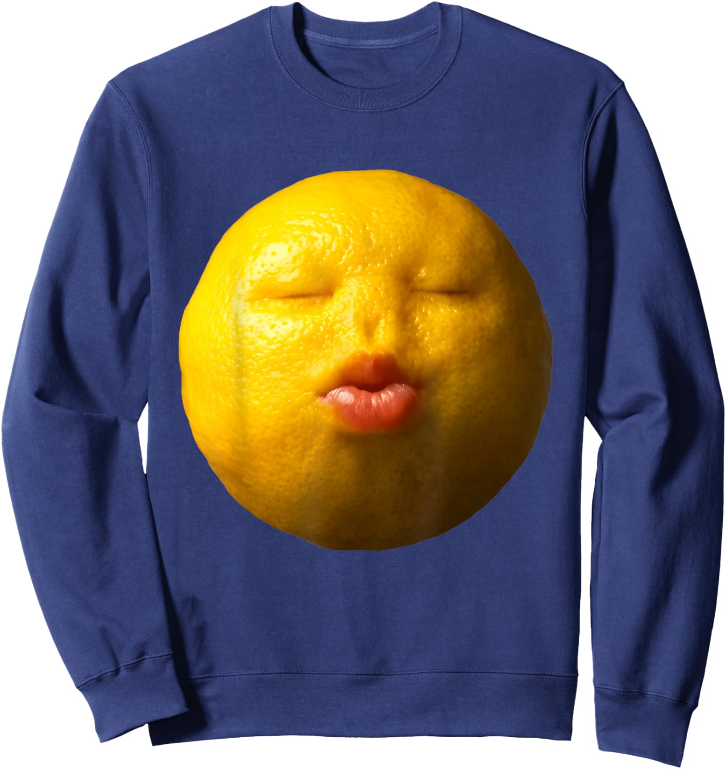 Niche Lemon Meme Ai Fruits Eating Fruit Funny brainrot Silly Sweatshirt - Sweatshirt | Navy