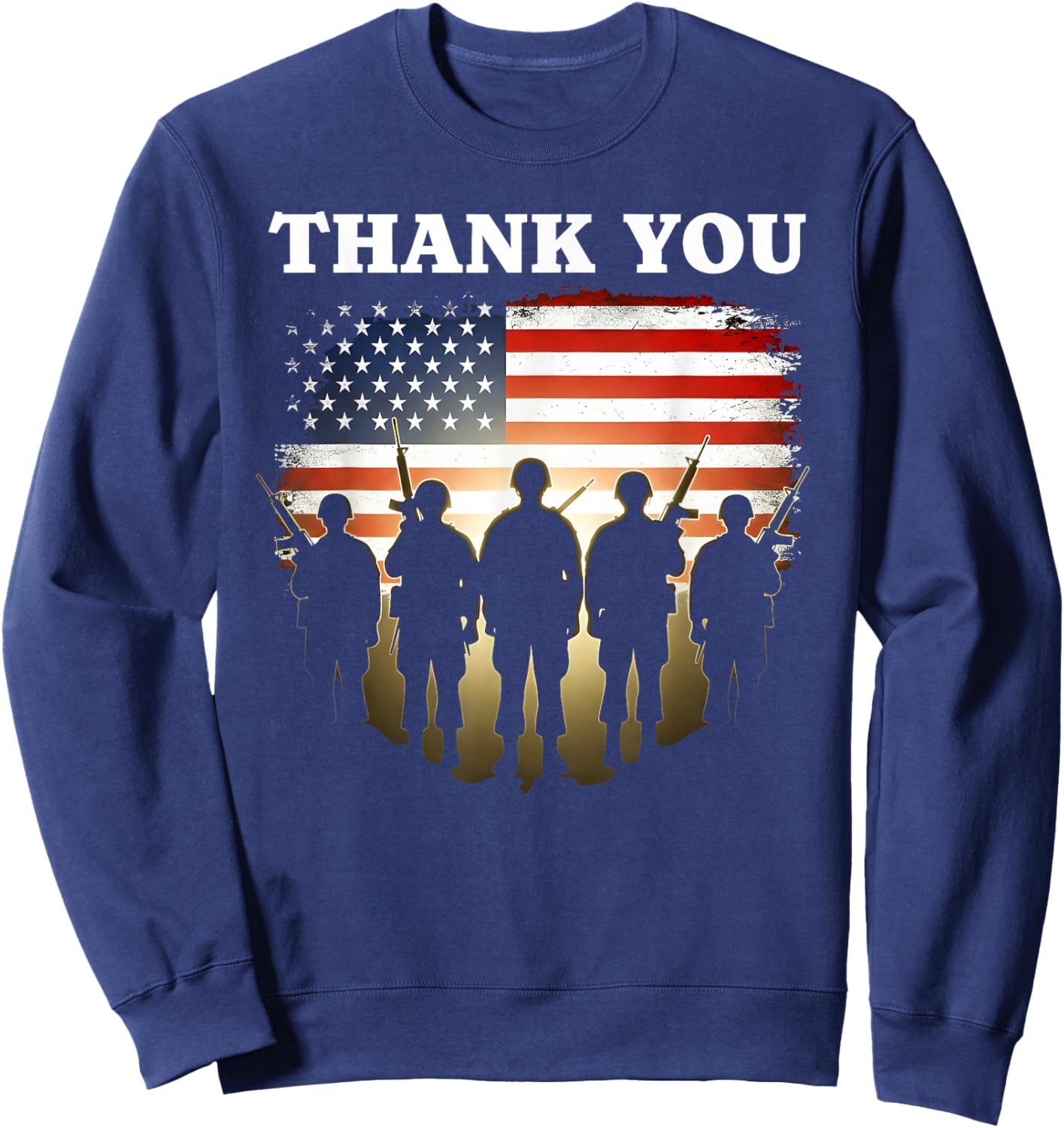 Thank You Military Veteran USA Flag Veteran's Day Sweatshirt - Sweatshirt | Navy