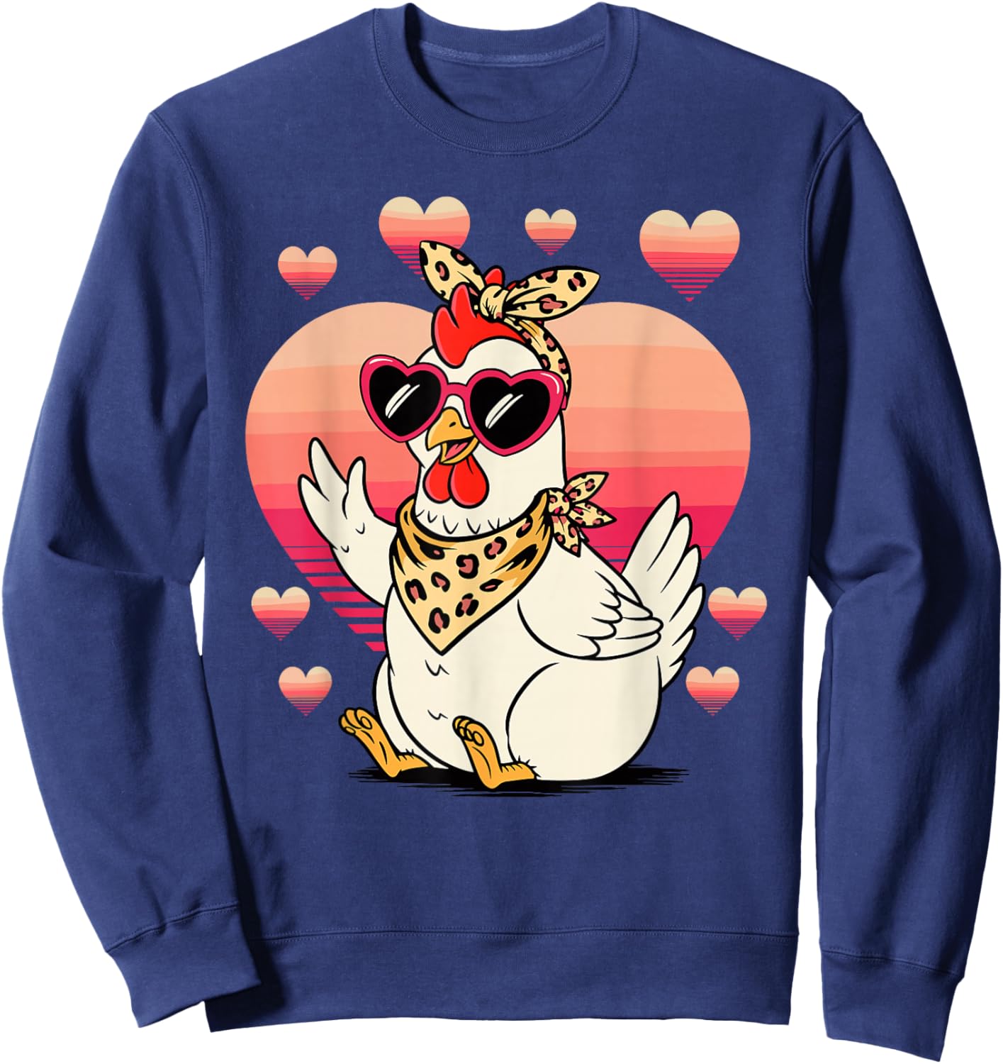 Chicken Sunglasses Valentines Day Chickens Sweatshirt - Sweatshirt | Navy