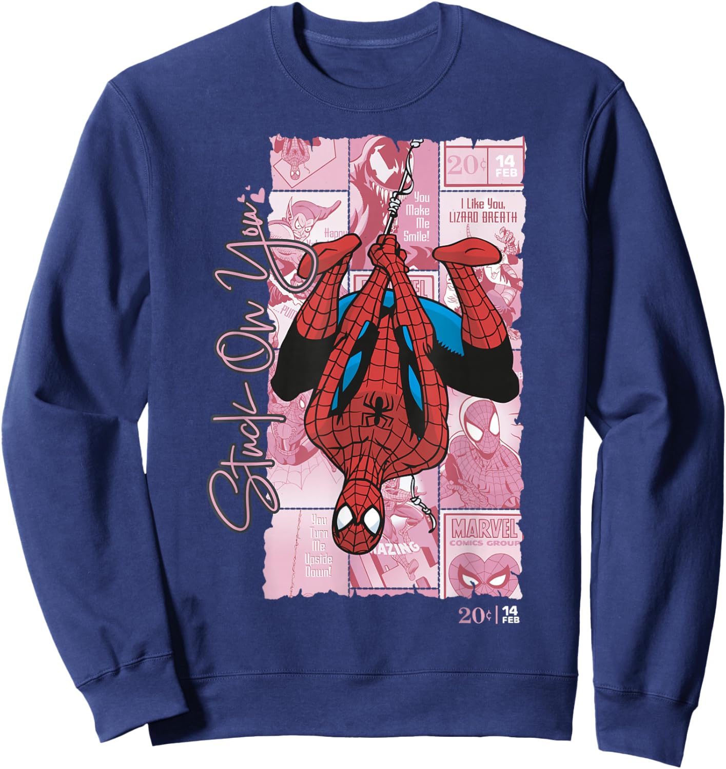 Marvel Comics Spider-Man Stuck On You Valentine Sweatshirt - Sweatshirt | Navy