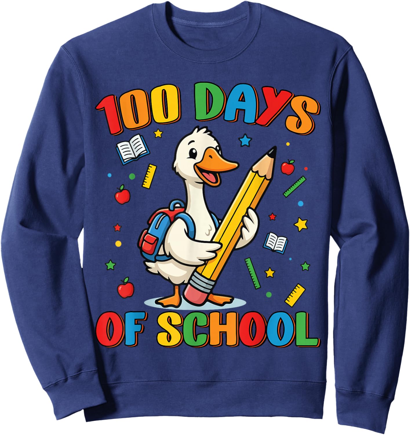 100 Days of School Duck Lover Boys Girls 100th Day School Sweatshirt - Sweatshirt | Navy