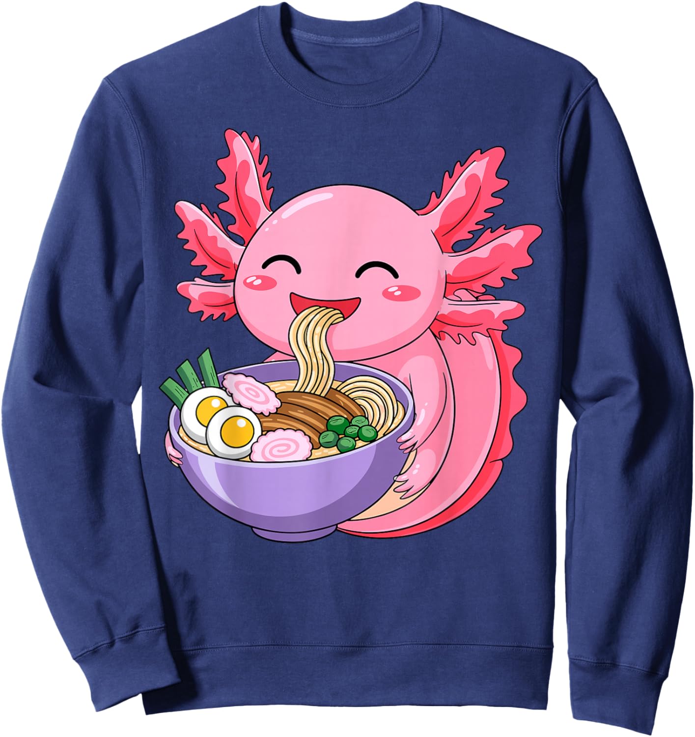 Cute Axolotl Ramen Lover Anime Noodle Japanese Kawaii Sweatshirt - Sweatshirt | Navy