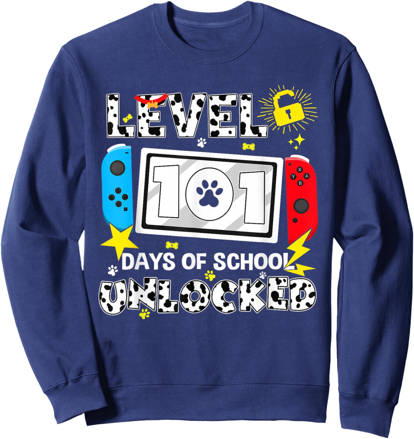 Level Unlocked Game Controller 101 Days School 100 Days Sweatshirt - Sweatshirt | Navy