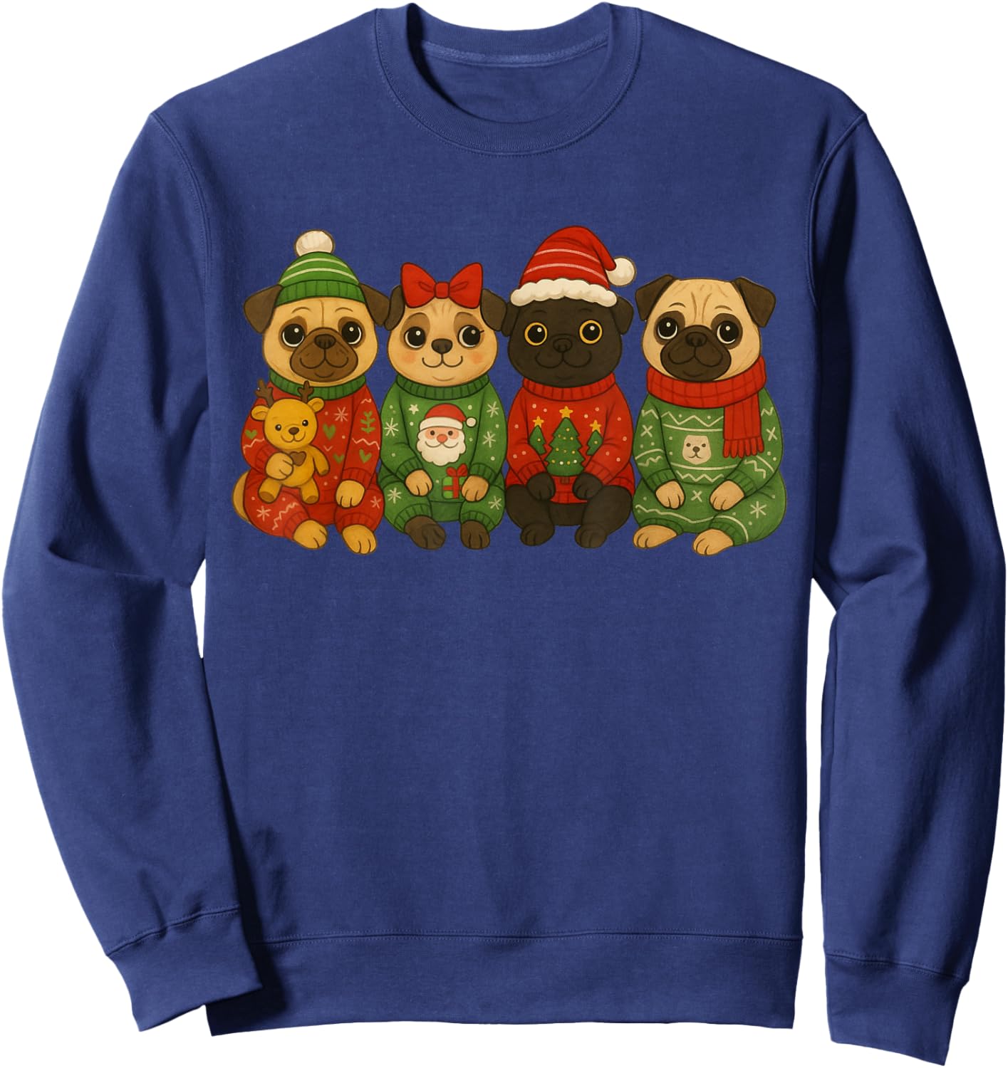 Christmas Pug Matching Family Xmas Pajama Dog Men Women Kids Sweatshirt - Sweatshirt | Navy
