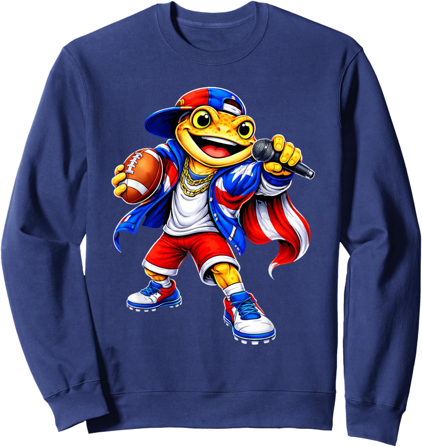 Puerto Rico Kids Girl Flag Music Coqui Frog Funny Football Sweatshirt - Sweatshirt | Navy