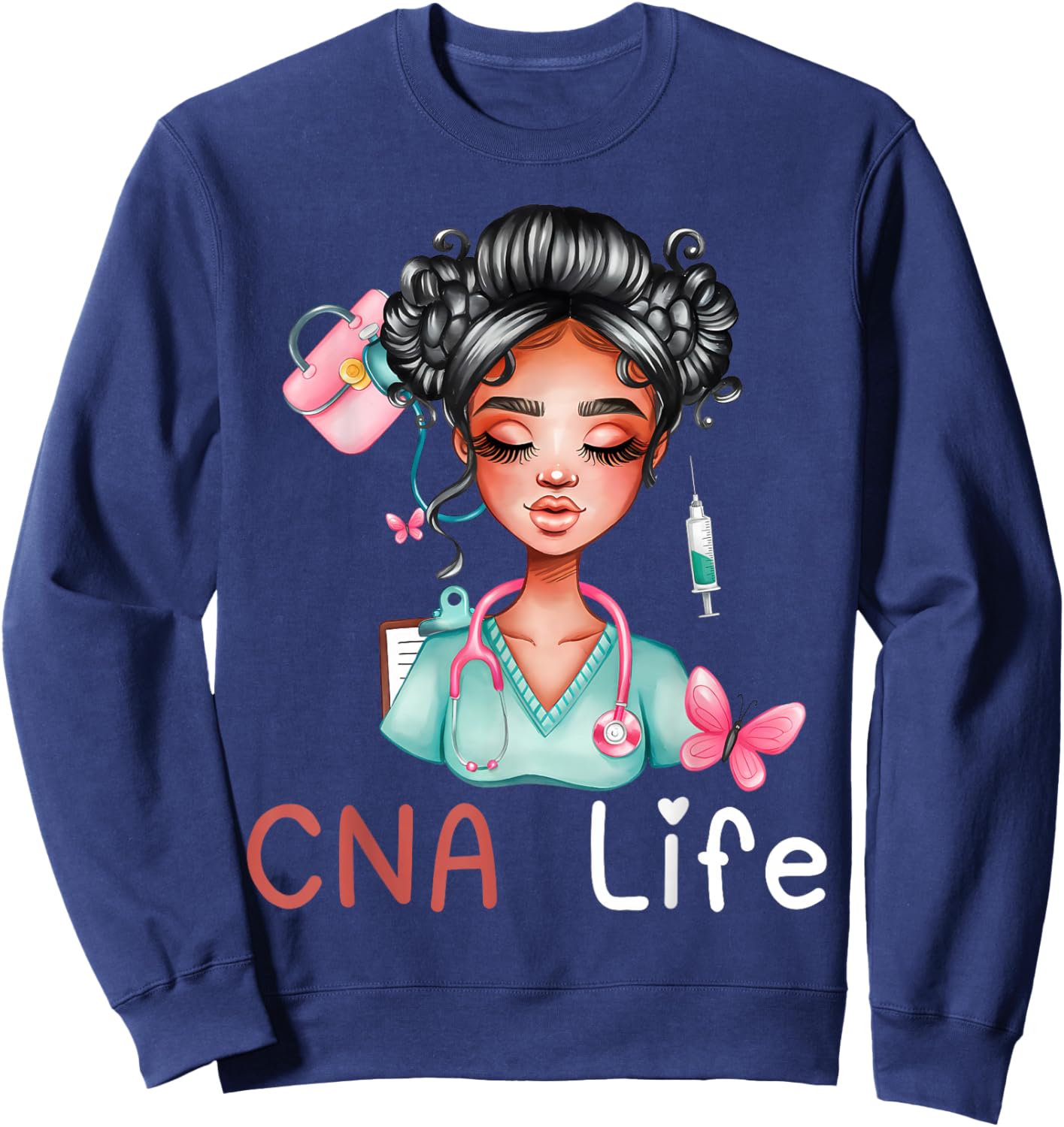 CNA Nurse Life Black History Month African American Nursing Sweatshirt - Sweatshirt | Navy