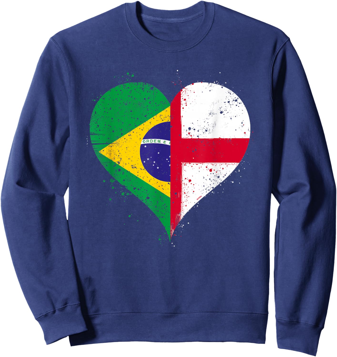 Vintage Brazil England Flag for Proud Brazilian English Fans Sweatshirt - Sweatshirt | Navy