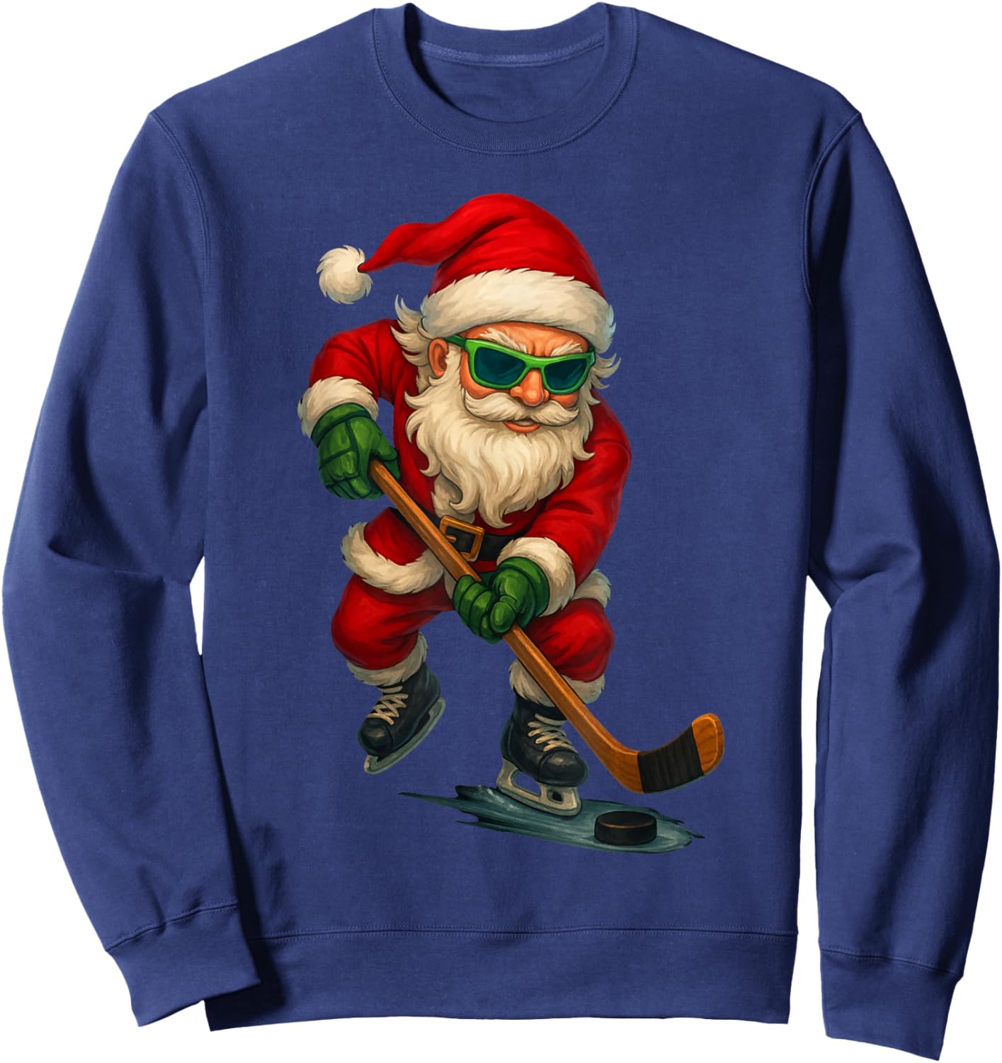 Santa Ice Hockey Player Christmas Xmas Boys Men Boys Funny Sweatshirt - Sweatshirt | Navy