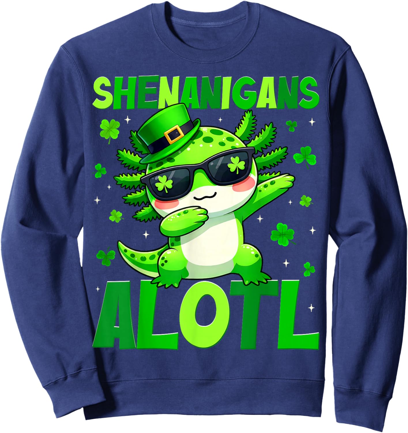 Funny Shenanigans Alotl Dabbing Axolotl St Patricks Boy Kid Sweatshirt - Sweatshirt | Navy