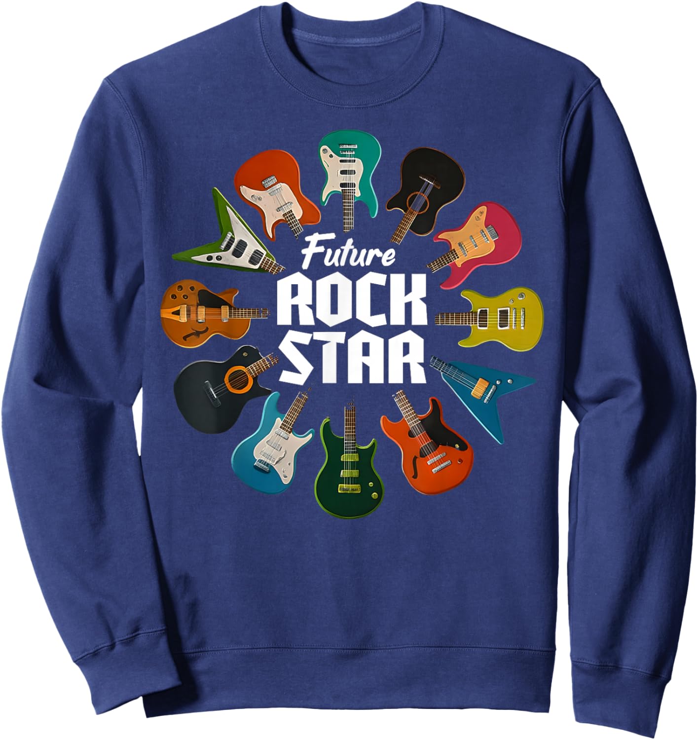 Future Rock Star Colorful Electric Guitars Music Band Kids Sweatshirt - Sweatshirt | Navy