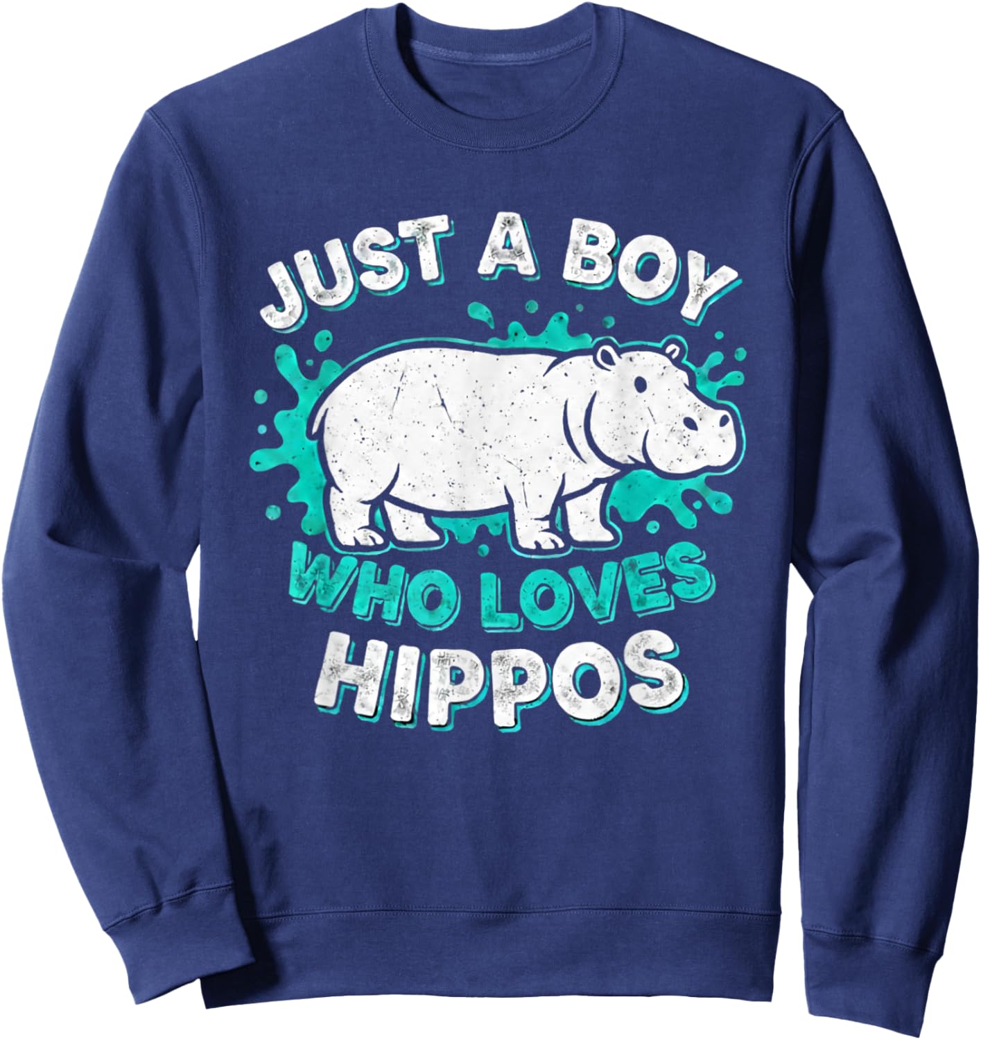 Kids Hippo Hippopotamus Just A Boy Who Loves Hippos Sweatshirt - Sweatshirt | Navy
