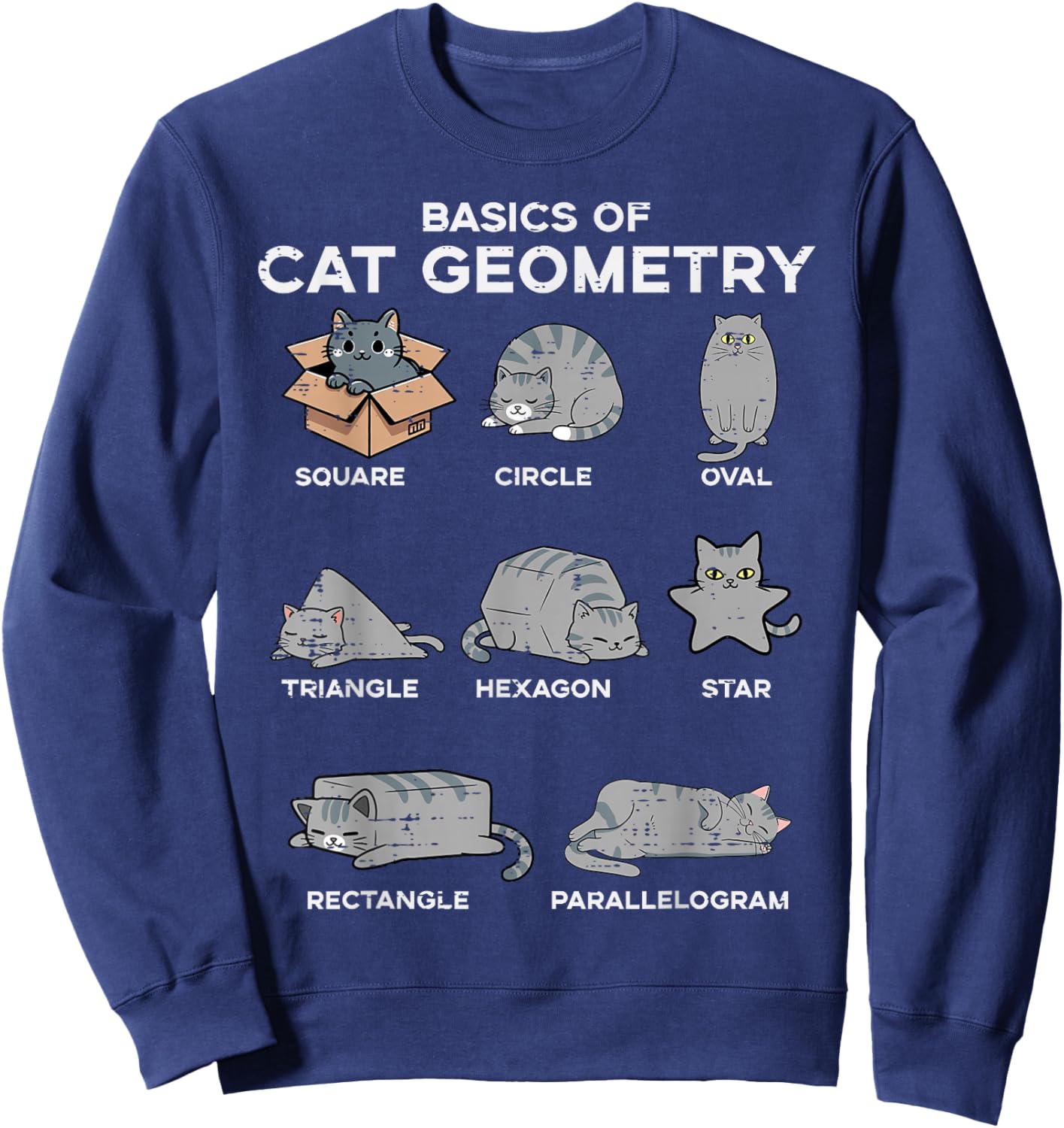 Basics of Cat Geometry Funny Kitten Kitty Math Men Women Kid Sweatshirt - Sweatshirt | Navy