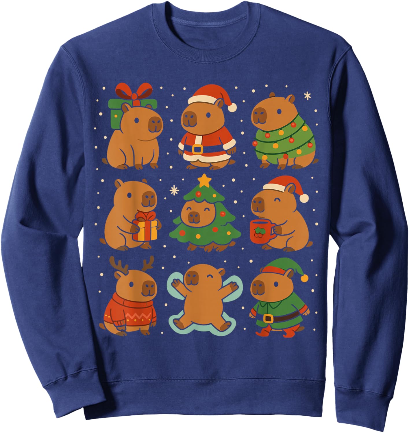 Capybara Christmas Shirt, Funny Capy Holidays Sweatshirt - Sweatshirt | Navy