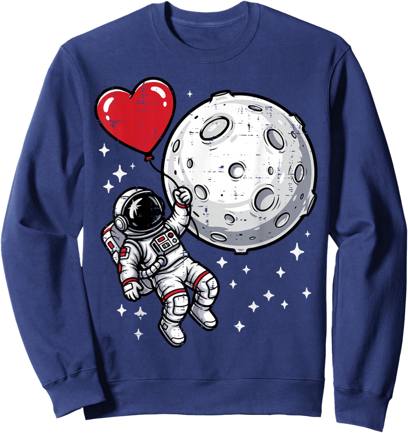 Valentines Day Astronaut Heart Balloon Boys Kids Men Women Sweatshirt - Sweatshirt | Navy