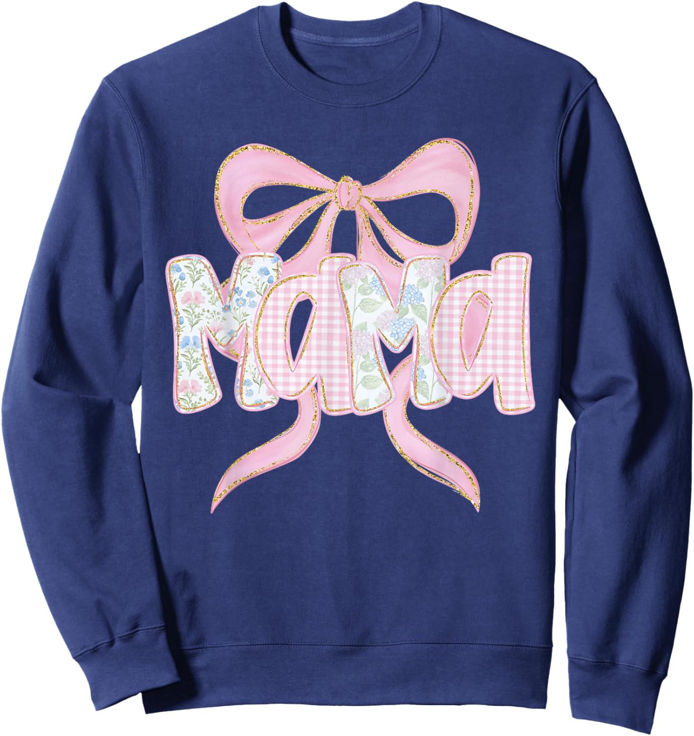 Coquette Bow Mama Mommy Funny Happy Mother's Day Mom Life Sweatshirt - Sweatshirt | Navy