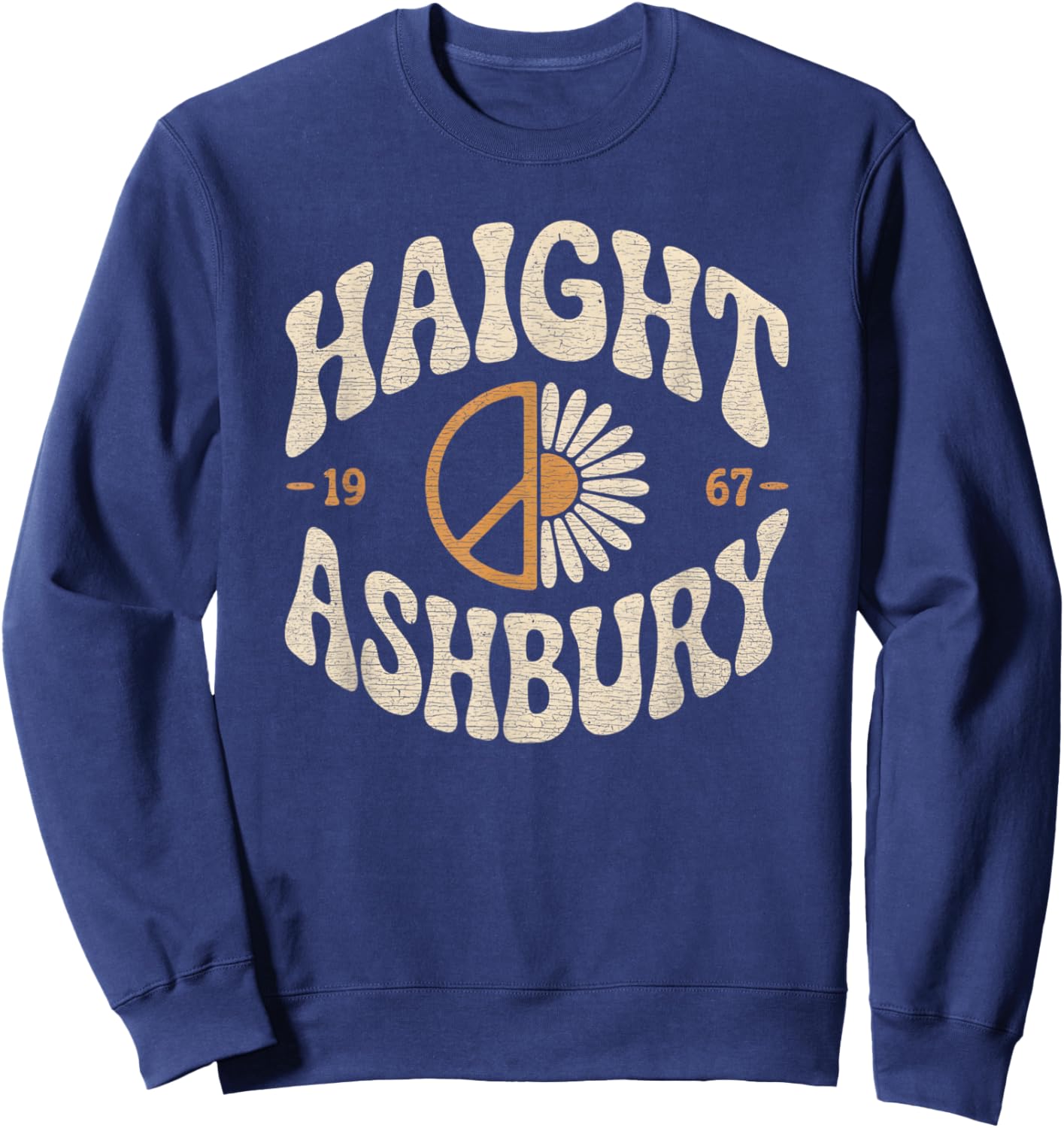 Haight Ashbury 1967 Hippie 60s Peace Flower Retro Vintage Sweatshirt - Sweatshirt | Navy
