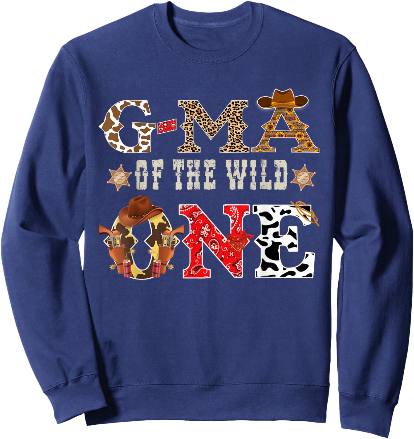 G Ma of The Wild One Cowboy Western Rodeo Party Matching Sweatshirt - Sweatshirt | Navy