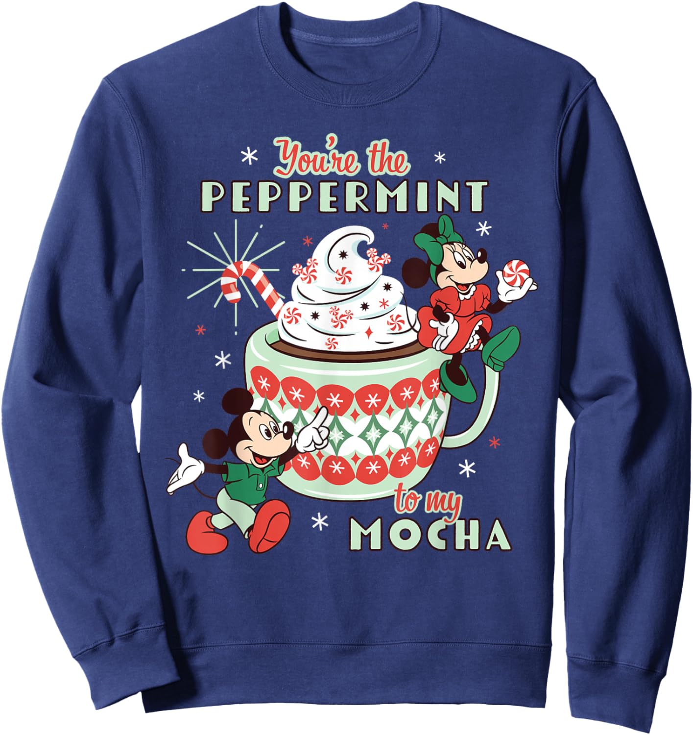 Disney Mickey & Minnie The Peppermint to My Mocha Holiday Sweatshirt - Sweatshirt | Navy