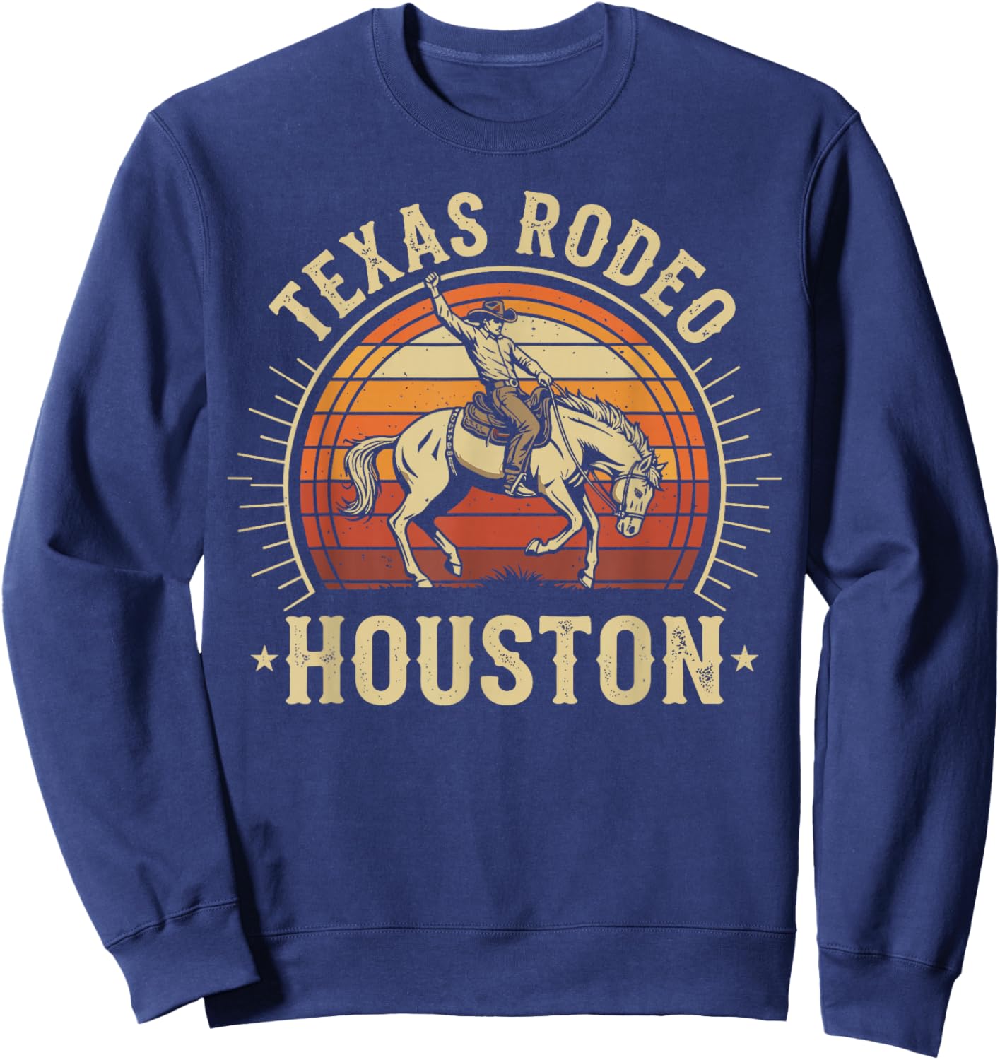 Houston Texas Rodeo Vintage Western Retro Cowboy Sweatshirt - Sweatshirt | Navy