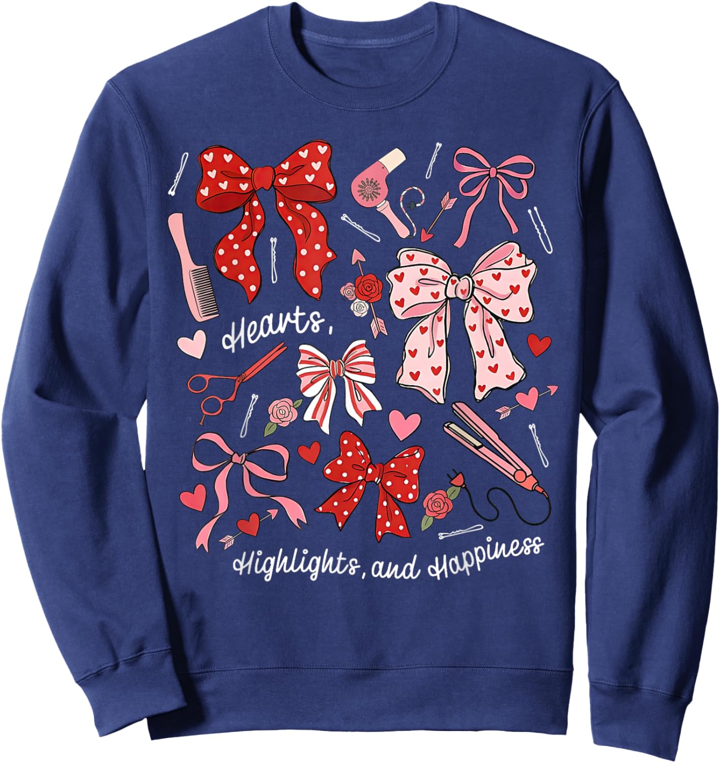 Coquette Bow Hairdresser Valentine Day Hairstylist Salon Spa Sweatshirt - Sweatshirt | Navy