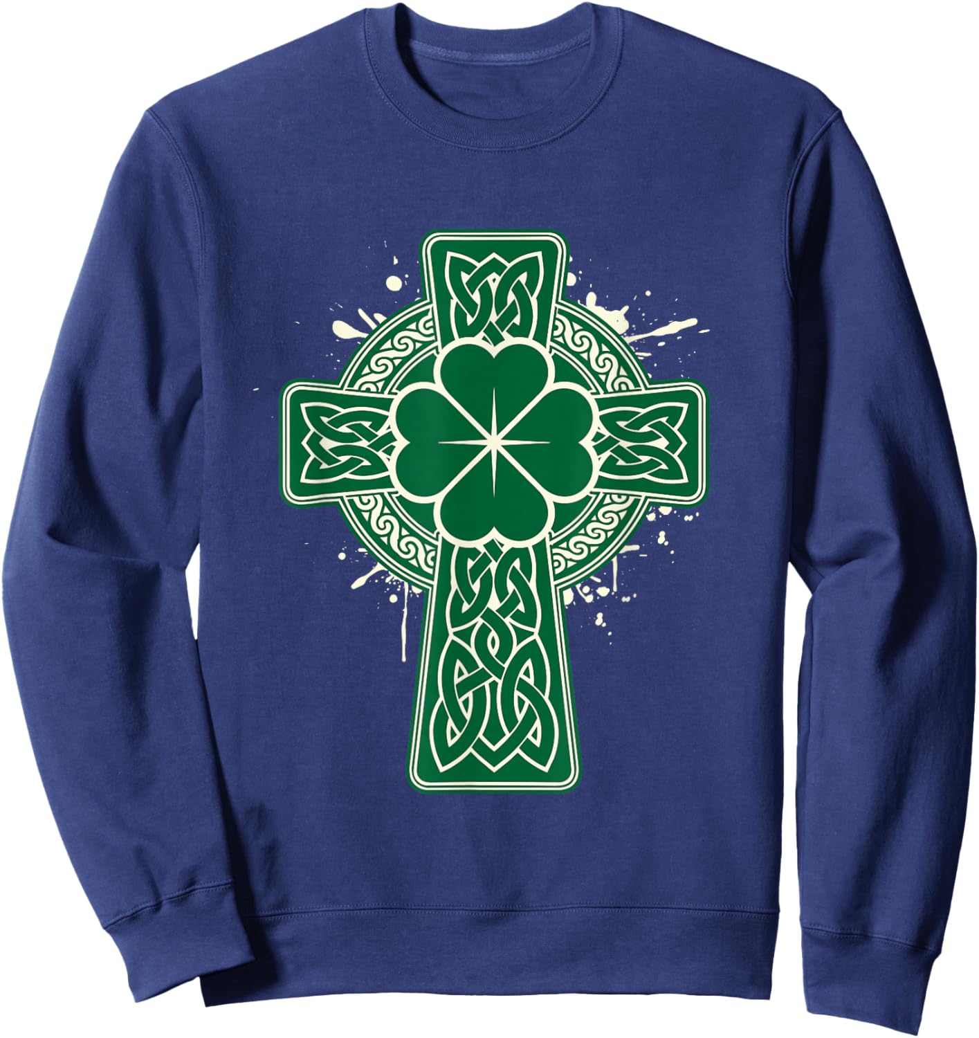 Celtic Knot Clover Cross - St Patrick's Day Irish Pride Sweatshirt - Sweatshirt | Navy