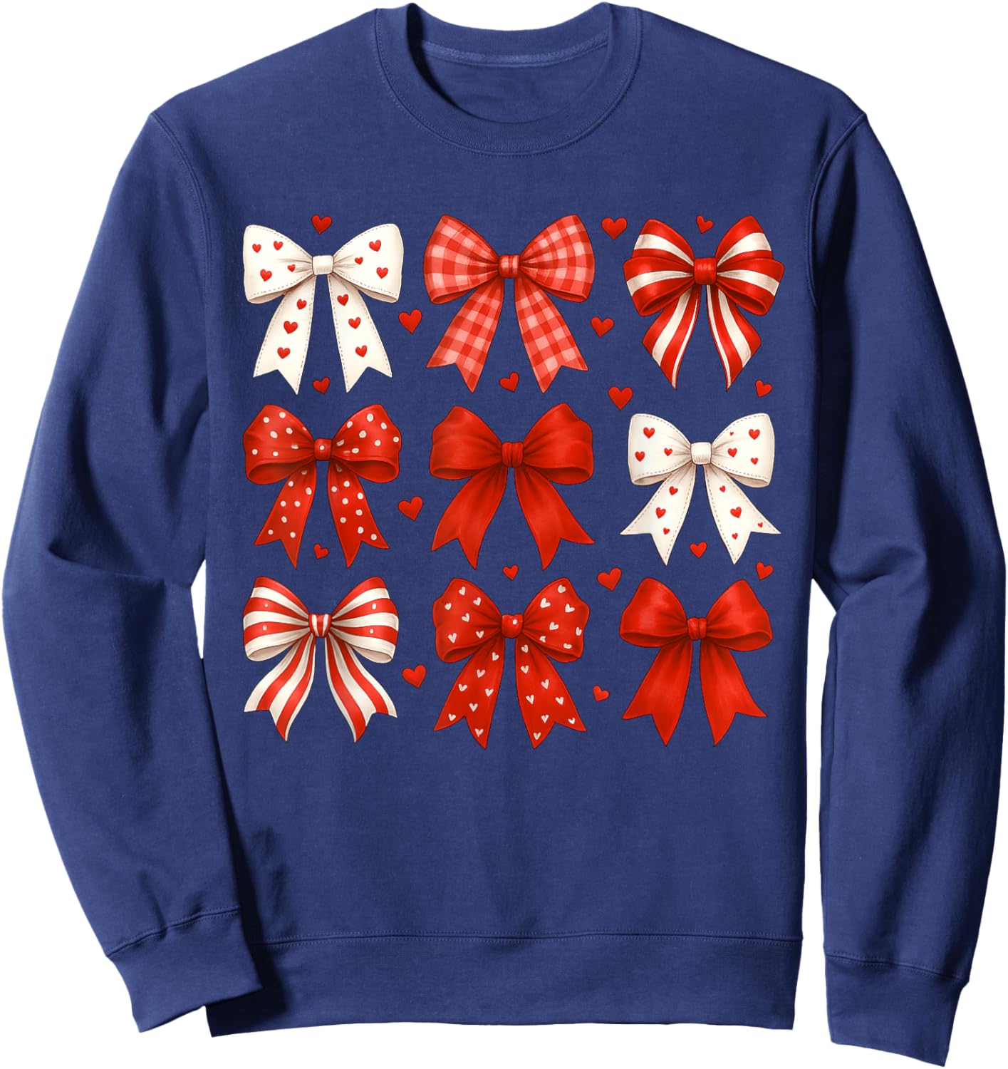 Cute Coquette Bow Heart Funny Valentines Day Women Girls Sweatshirt - Sweatshirt | Navy