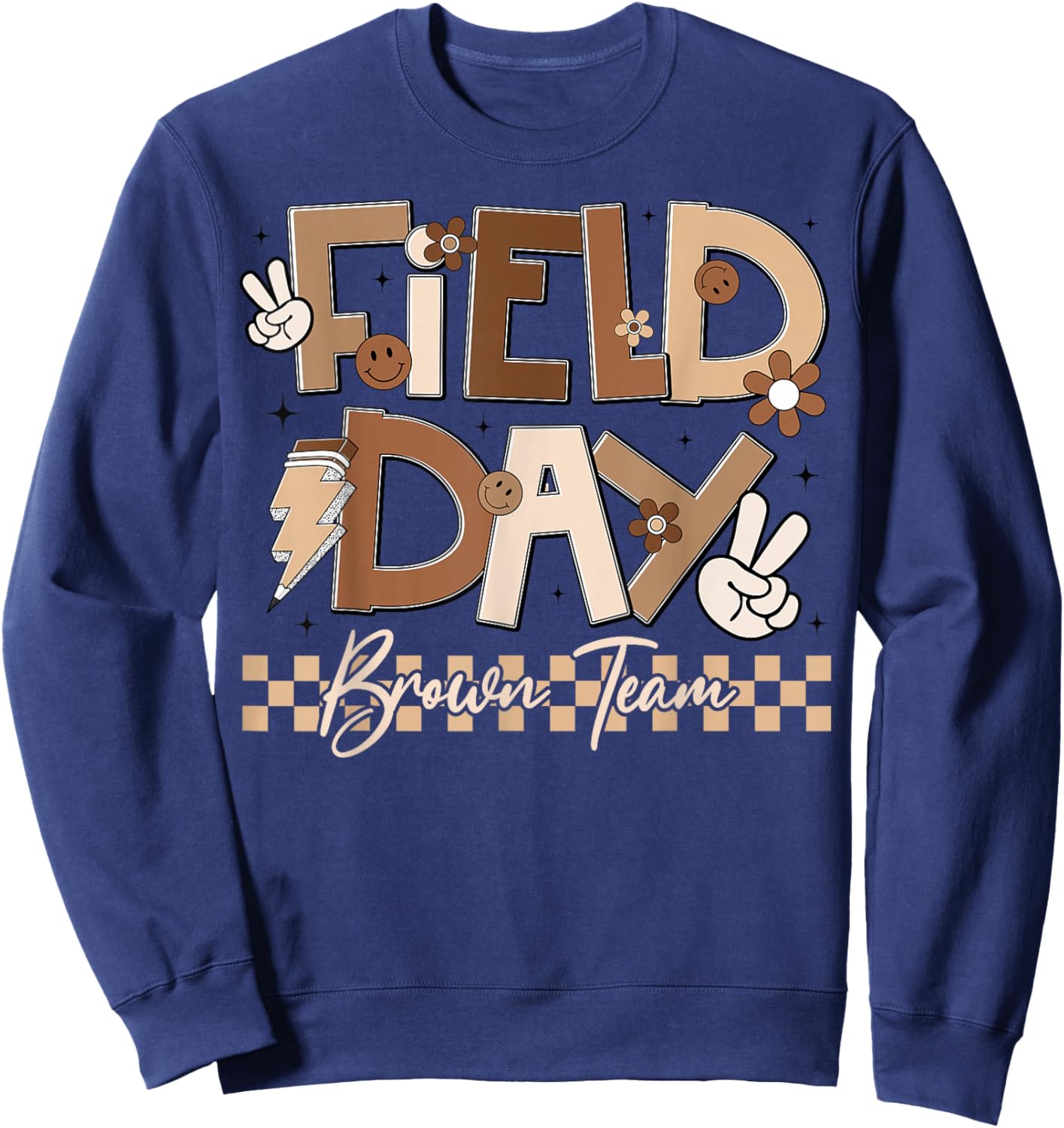 Field Day Brown Team Retro Peace Lightning Men Women Kid Sweatshirt - Sweatshirt | Navy