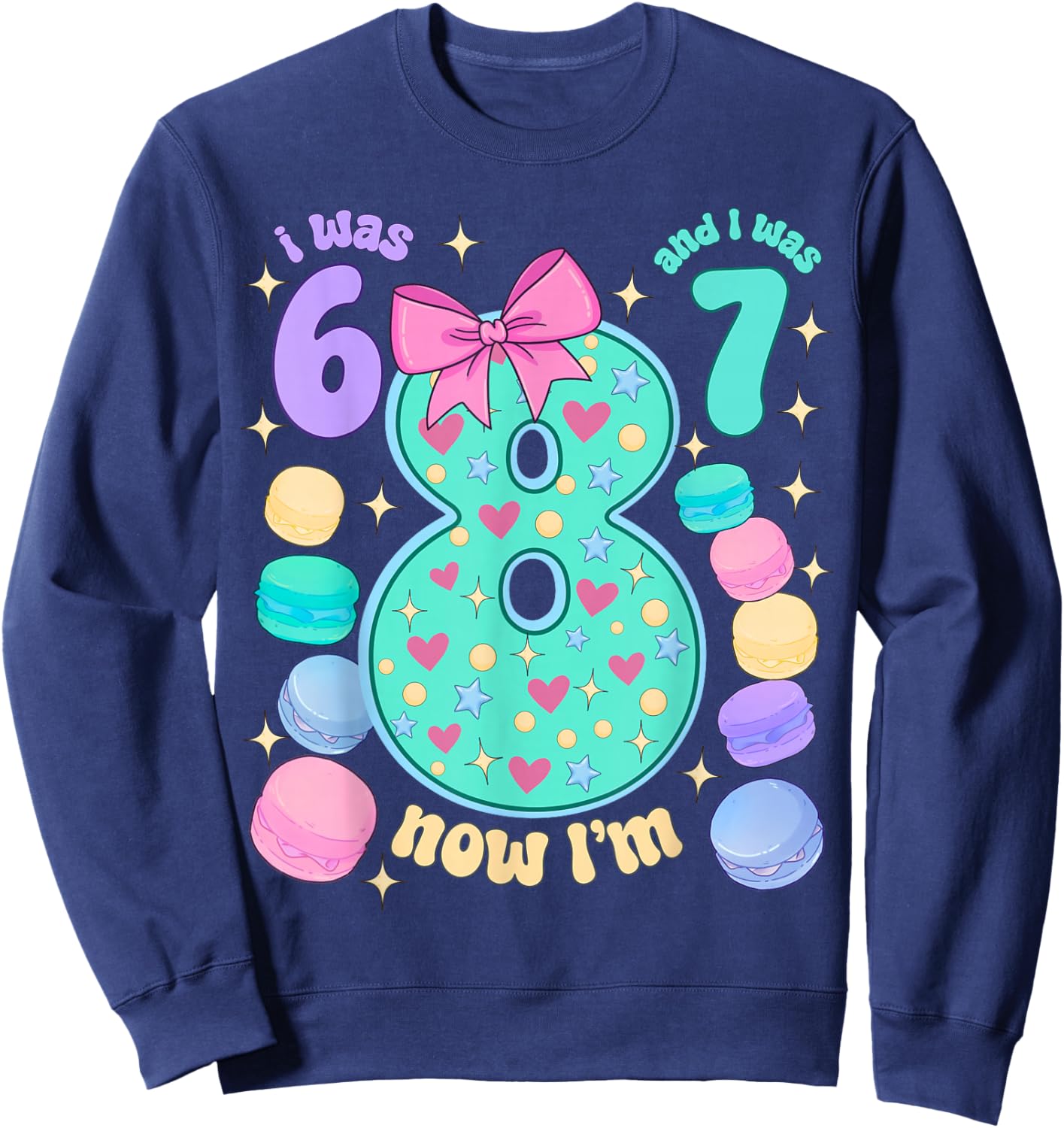I was 6 I was 7 Now I'm 8th Birthday for Girl Sweatshirt - Sweatshirt | Navy