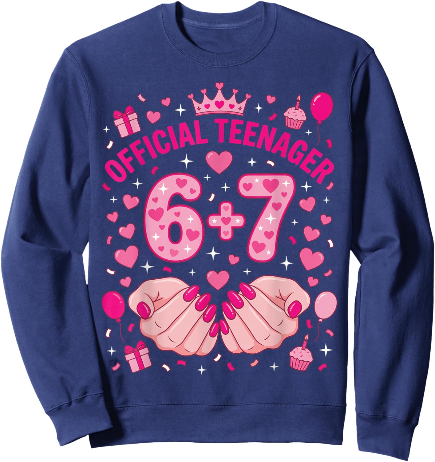 6+7 Year Old Girls Teenager Nails 13th Birthday 67 Sweatshirt - Sweatshirt | Navy