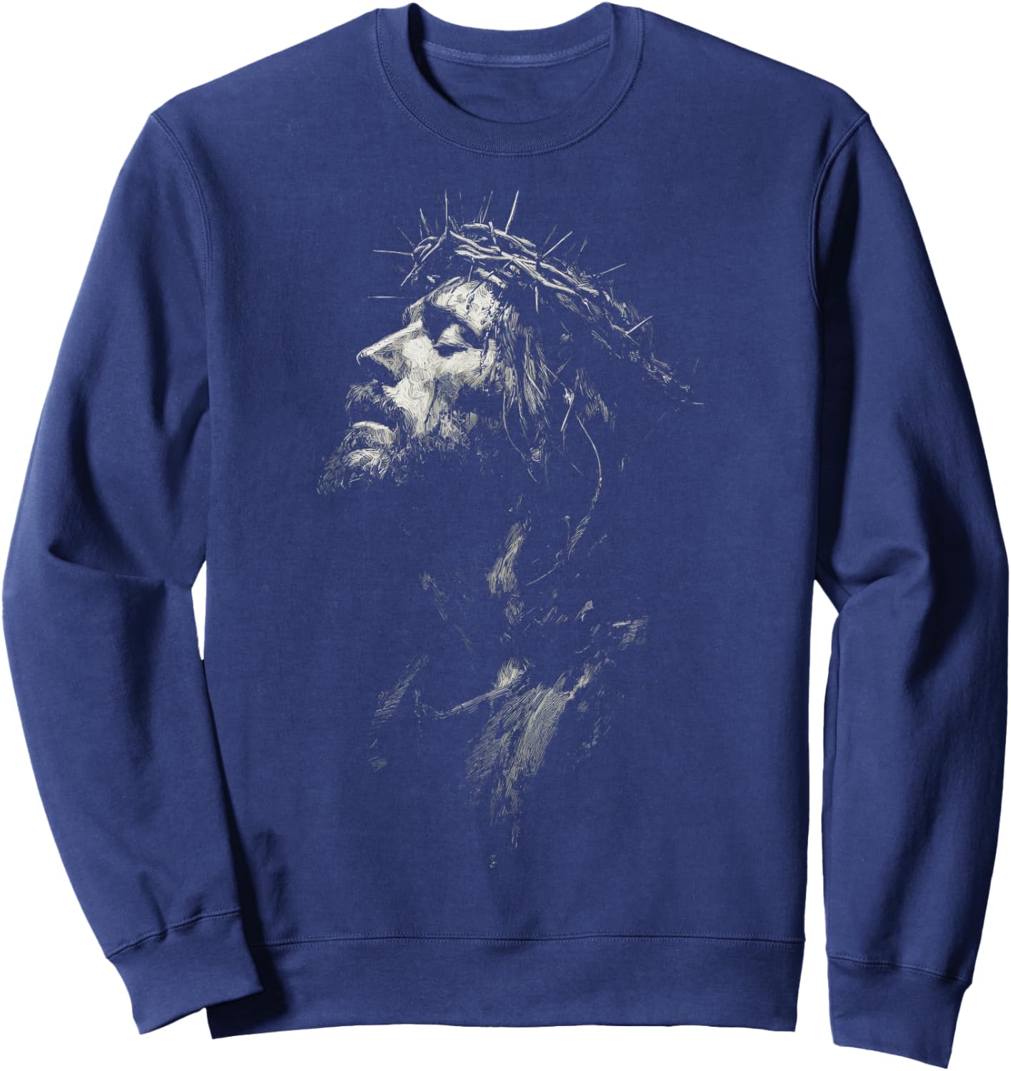 Jesus Christ Artistic Portrait Christian Sweatshirt - Sweatshirt | Navy