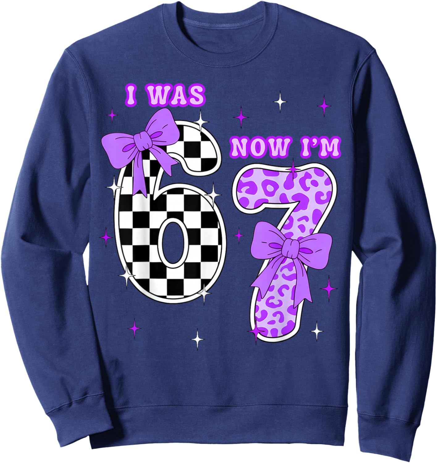 7th Birthday Girl Shirt I was 6 Now I’m 7 Shirt 7 Years Old Sweatshirt - Sweatshirt | Navy