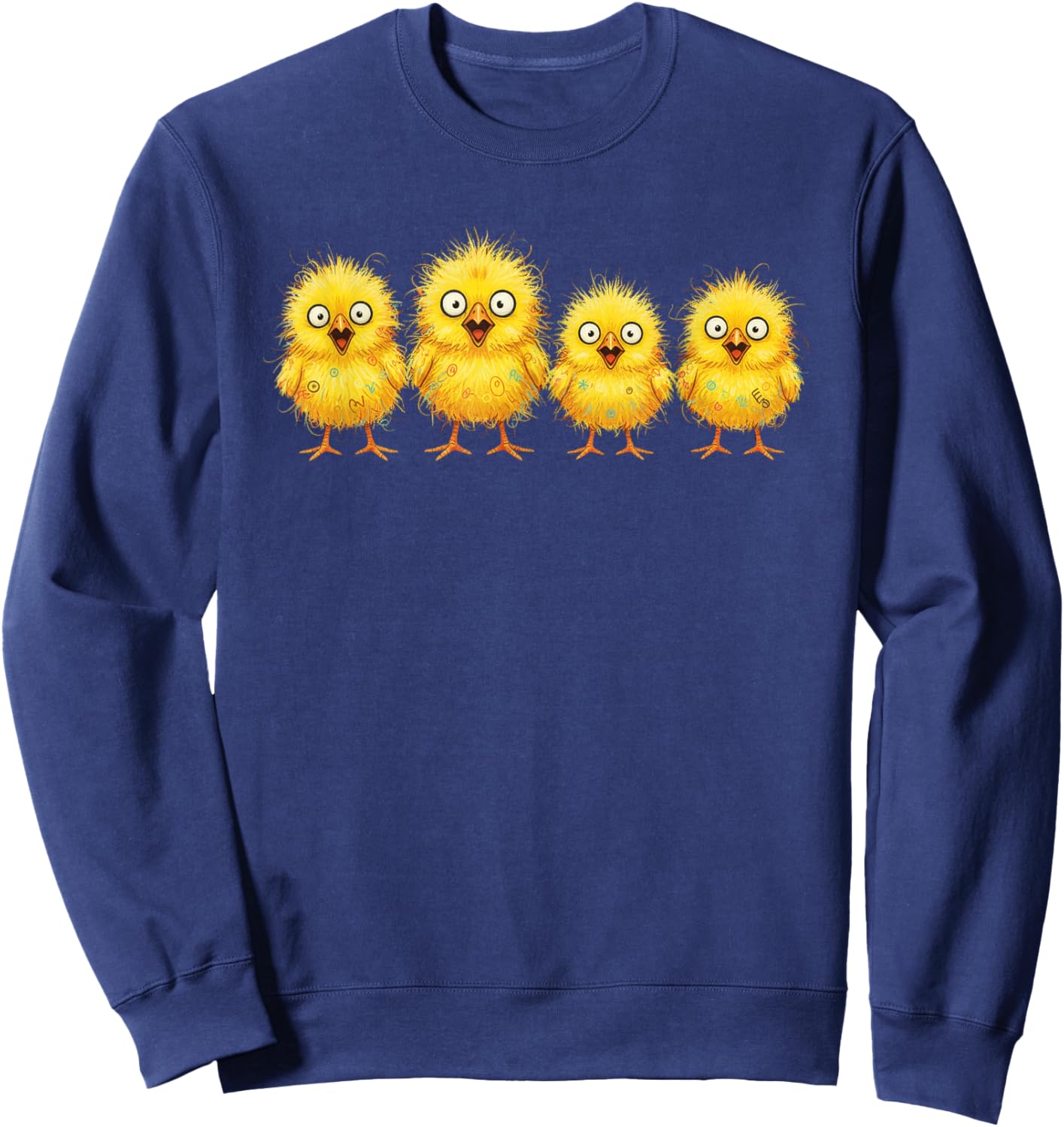 Scribble Chicks Line Up Cute Yellow Baby Chicken Art Gift Sweatshirt - Sweatshirt | Navy