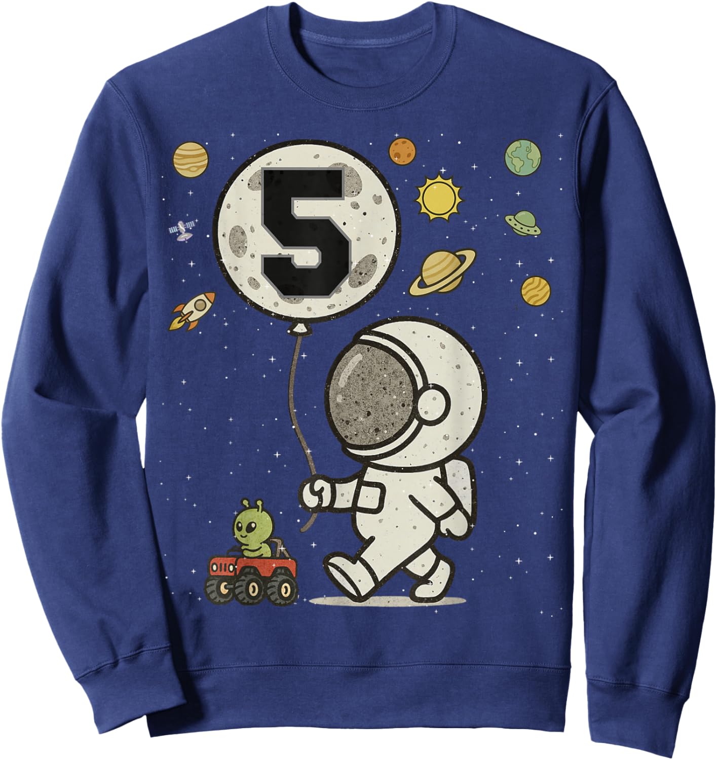 Astronaut 5th Birthday 5 Year Old Space Matching Family Sweatshirt - Sweatshirt | Navy