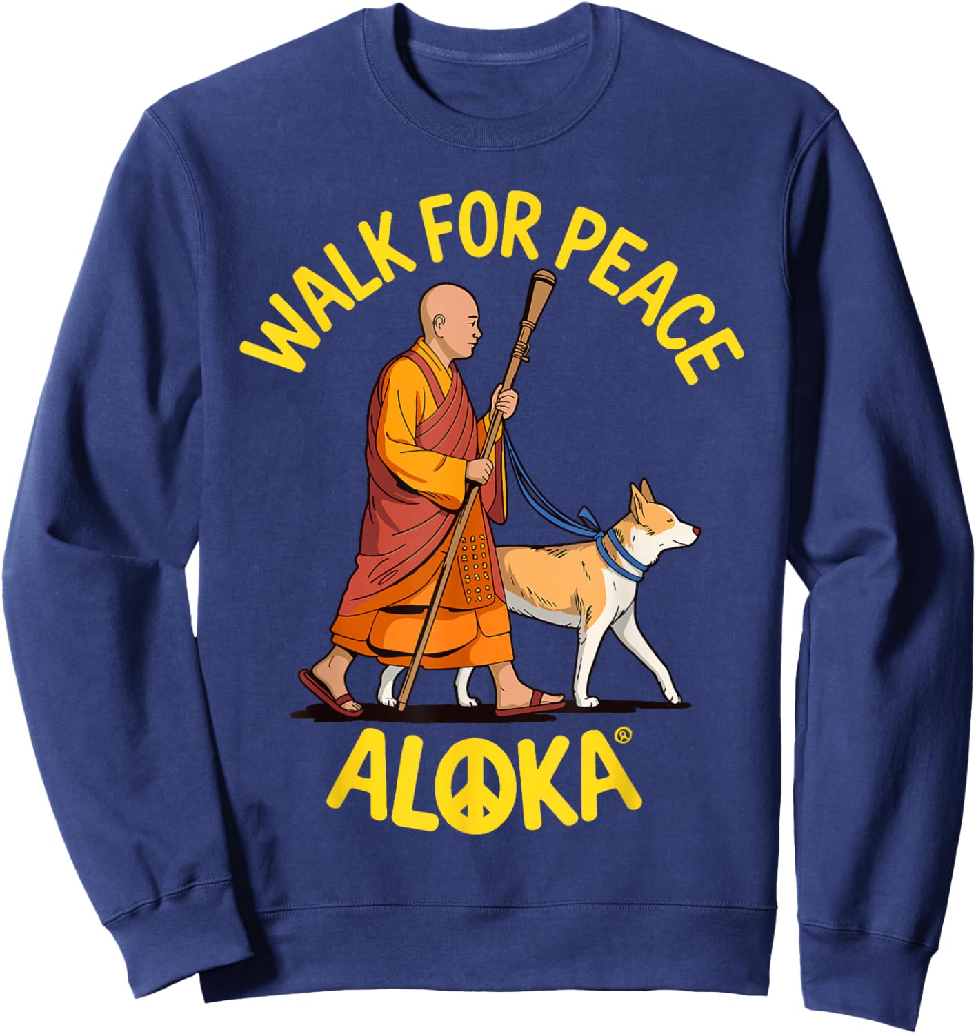 Walk for Peace Monks with Aloka Dog Sweatshirt - Sweatshirt | Navy