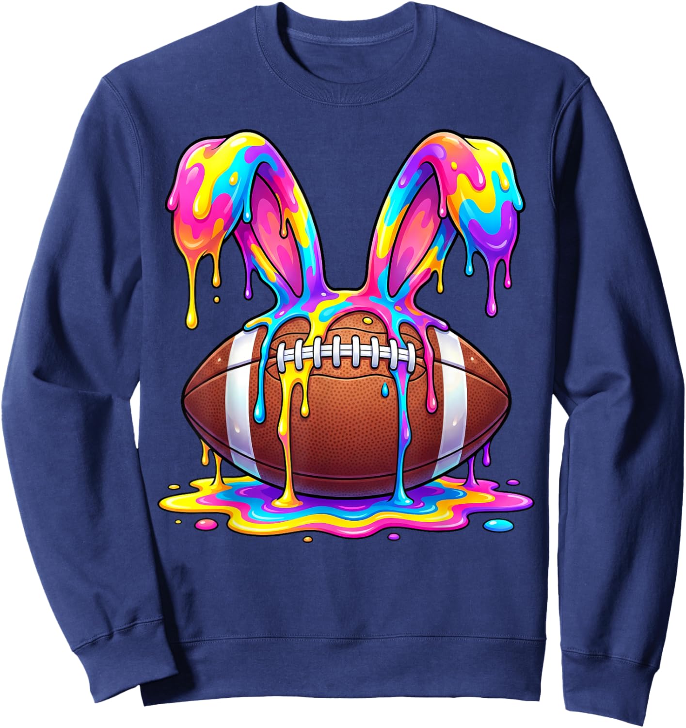 Easter Bunny Ice Cream Drip Football Men Boys Kids Funny Sweatshirt - Sweatshirt | Navy