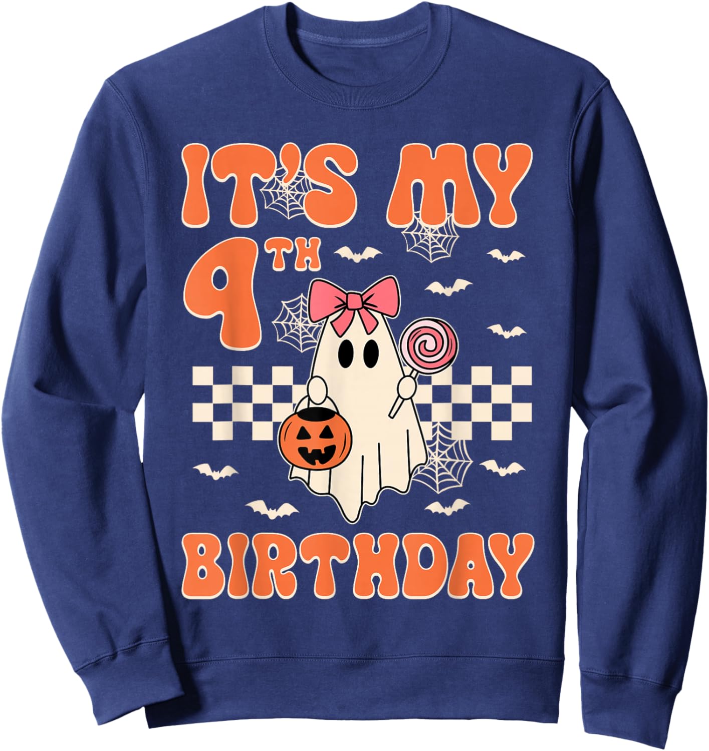 It's My 4th Birthday Halloween Ghost 4 Years Old Kids Girls Sweatshirt - Sweatshirt | Navy