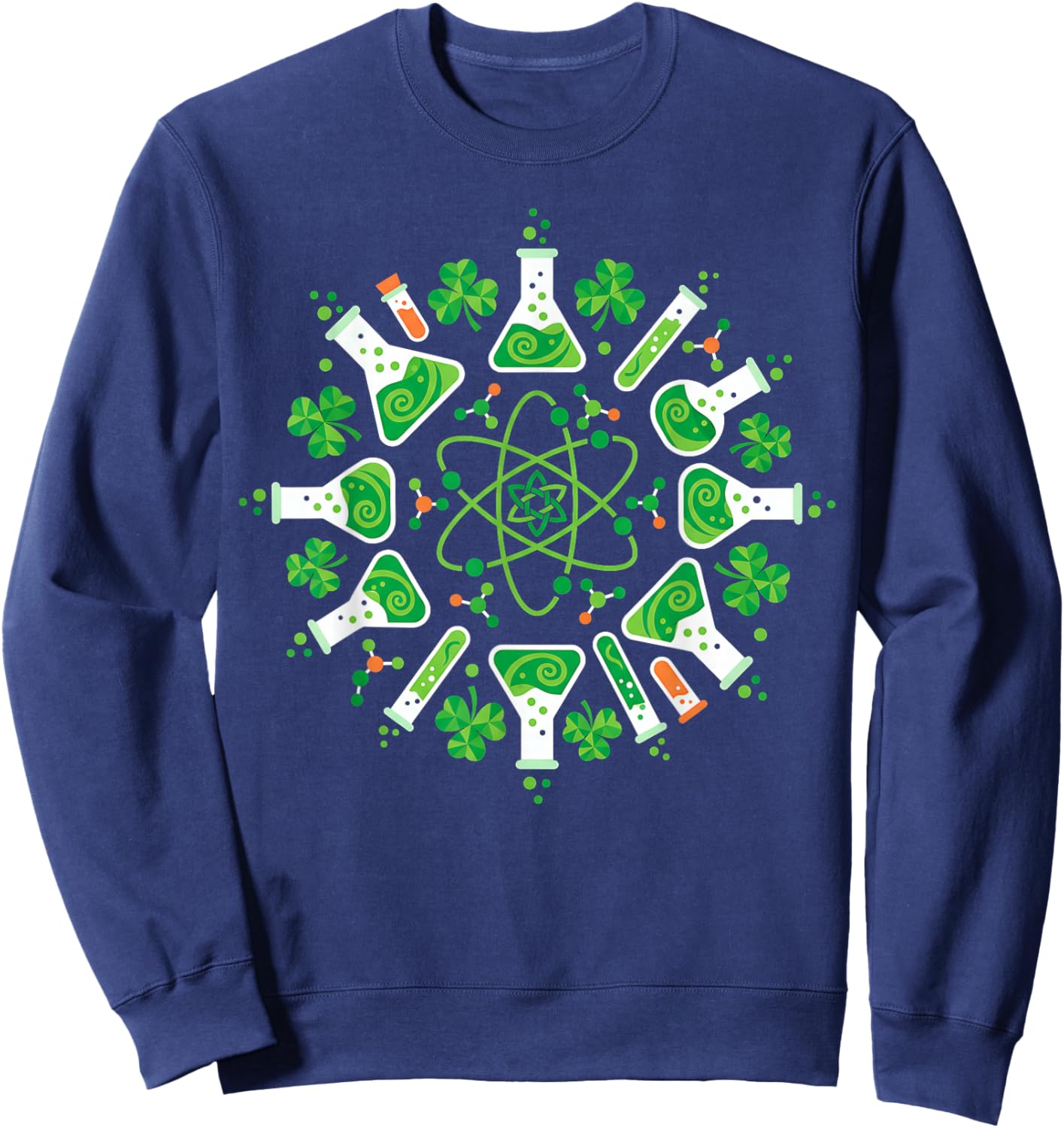 Chemistry Shamrock Scientist St Patricks Day Science Teacher Sweatshirt - Sweatshirt | Navy