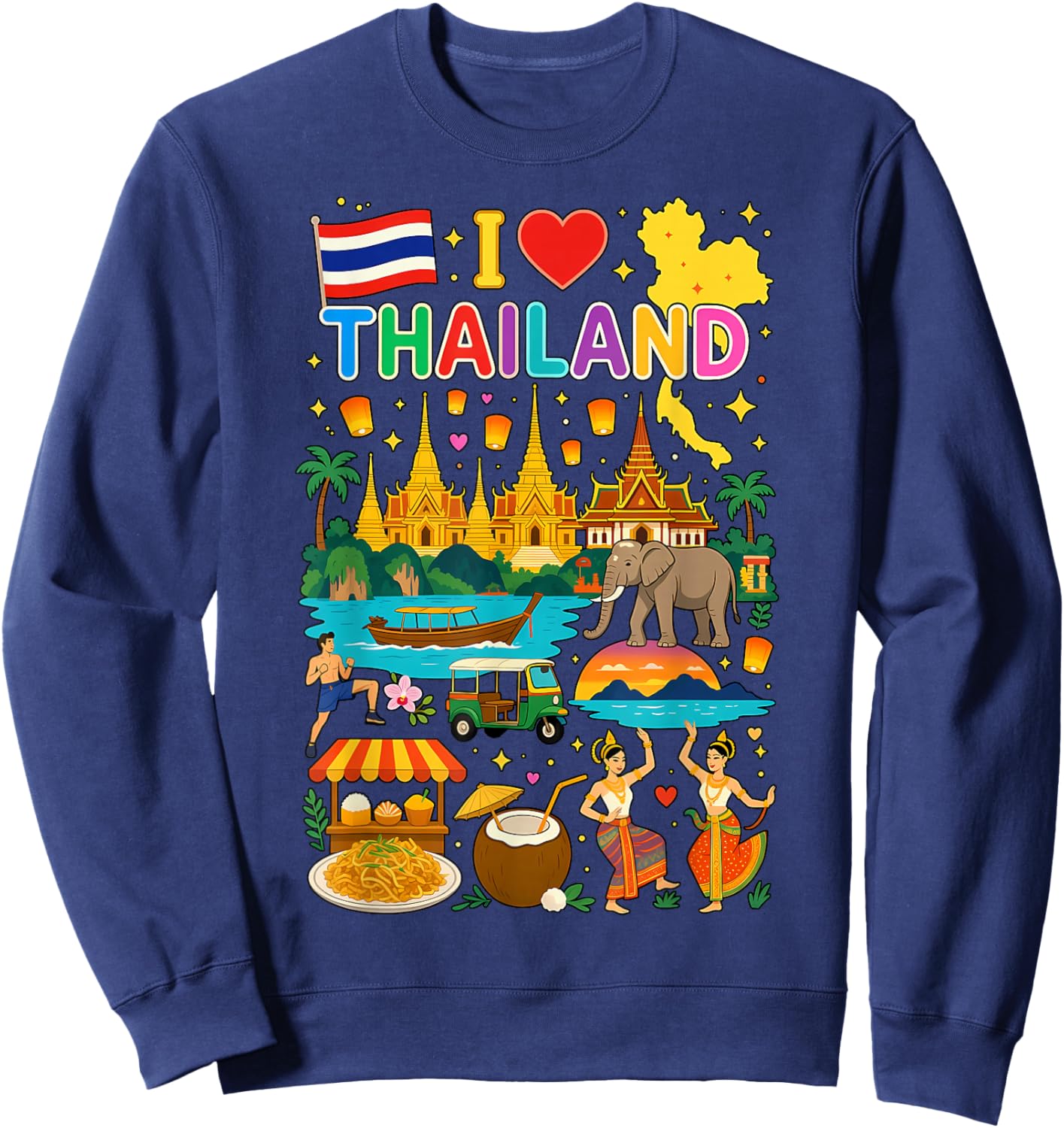 I Love Thailand Travel Thai Culture Sweatshirt - Sweatshirt | Navy